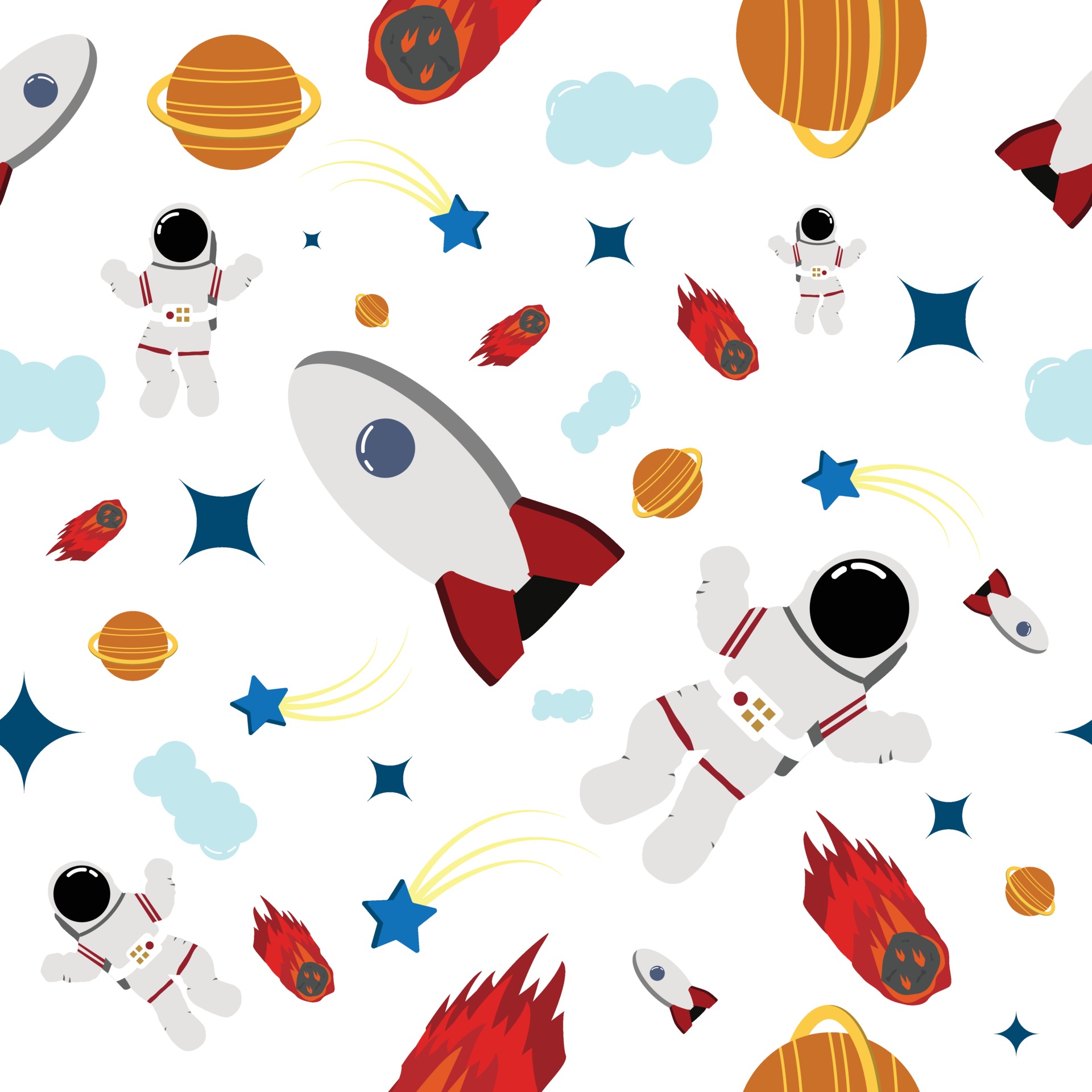 space seamless pattern perfect for background or kid's room wallpaper