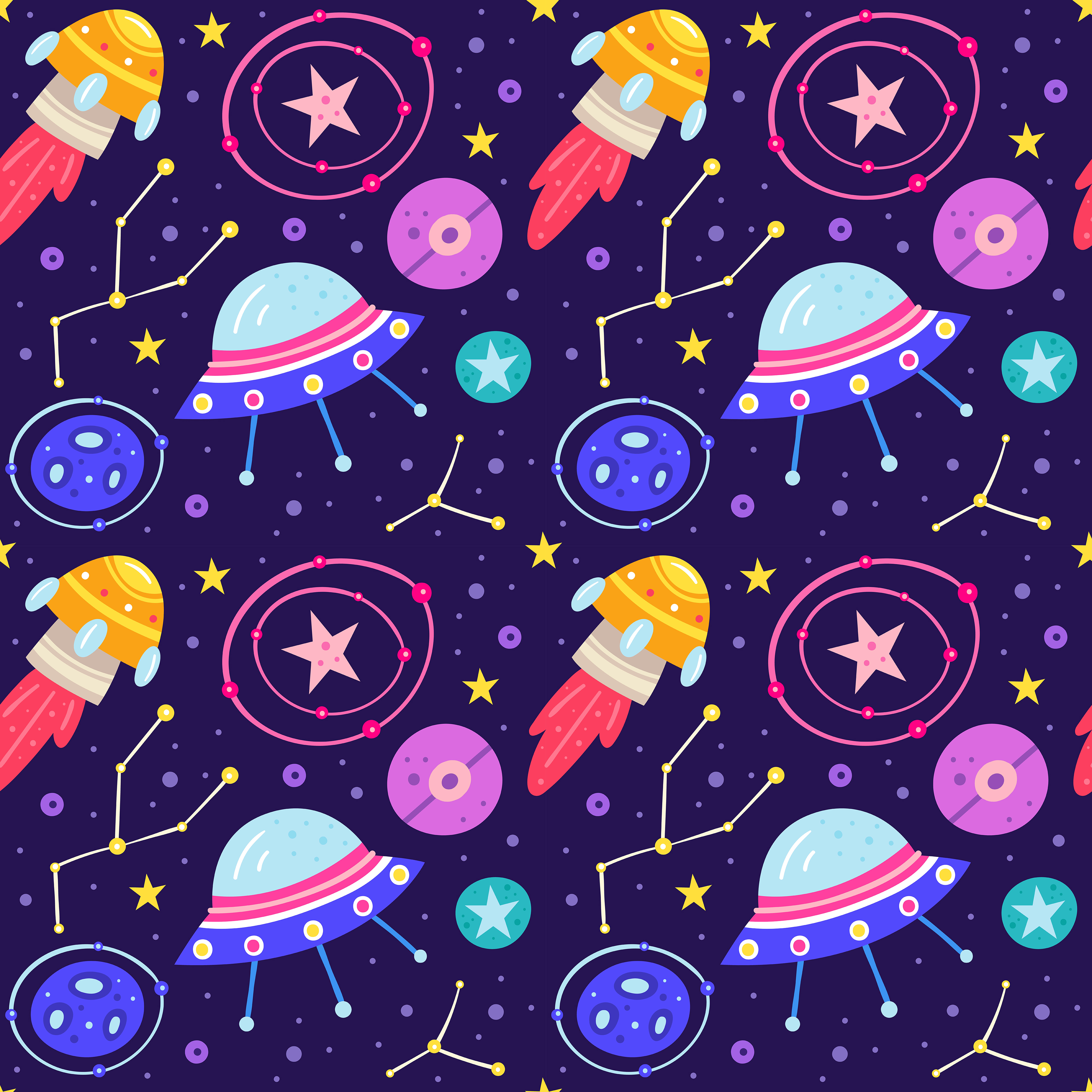 Cute outer space seamless pattern background