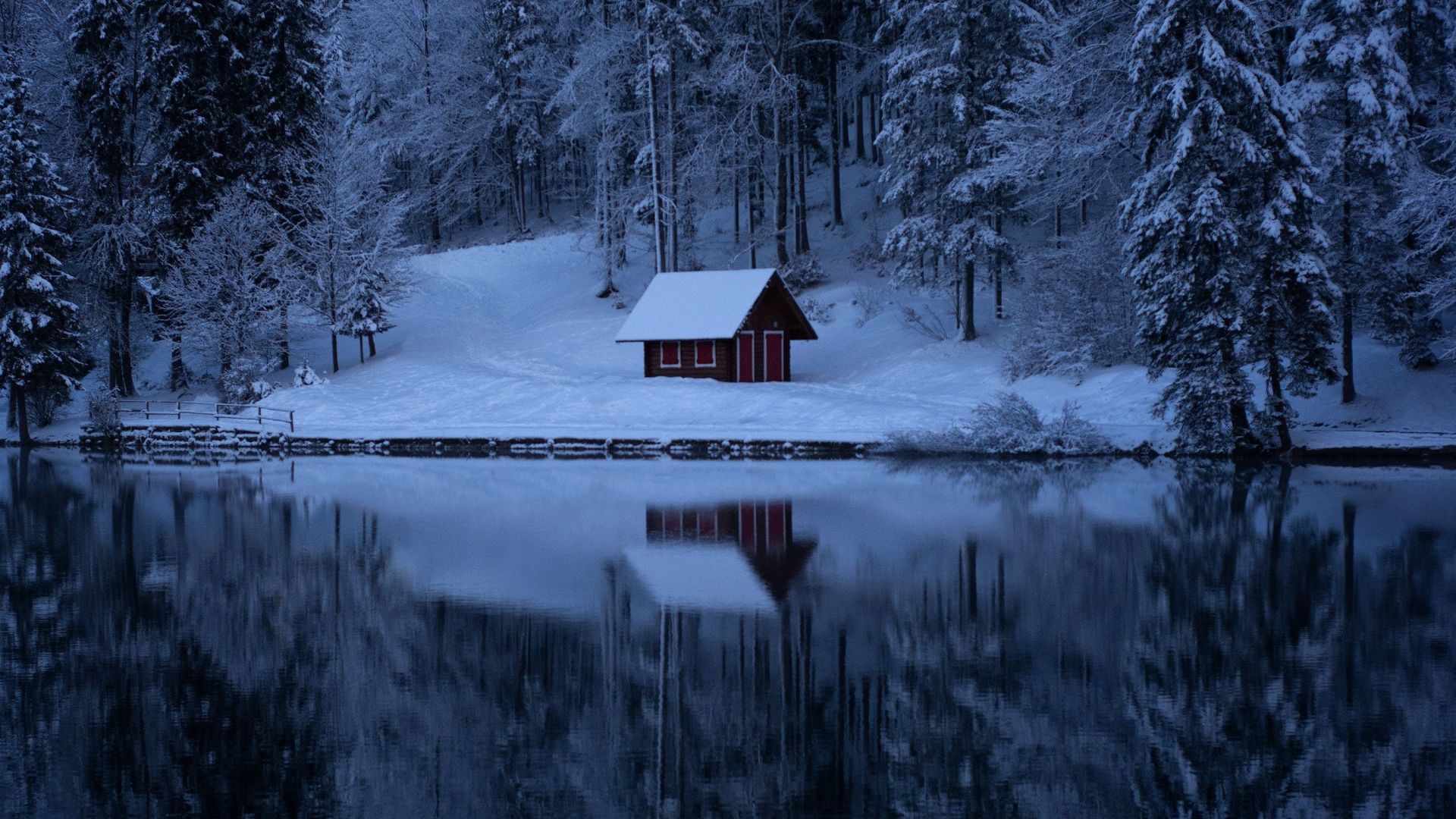 Winter, lake, house, evening, nature wallpaper, HD image, picture, background, faa314