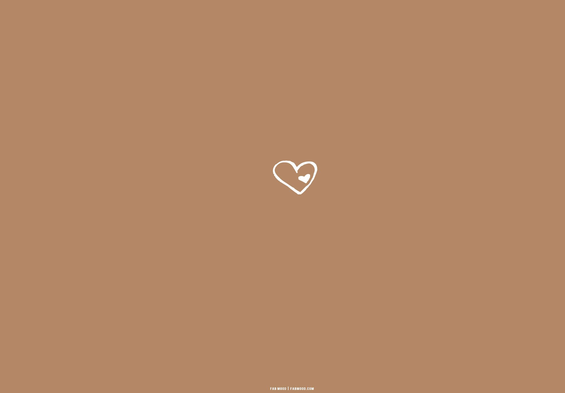 Brown Aesthetic Wallpaper for Laptop, Heart on Heart