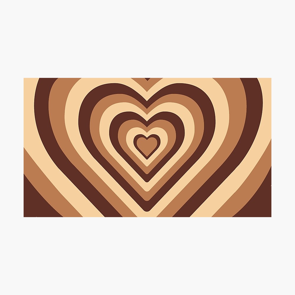Aesthetic Brown Latte Love Heart Pattern Poster