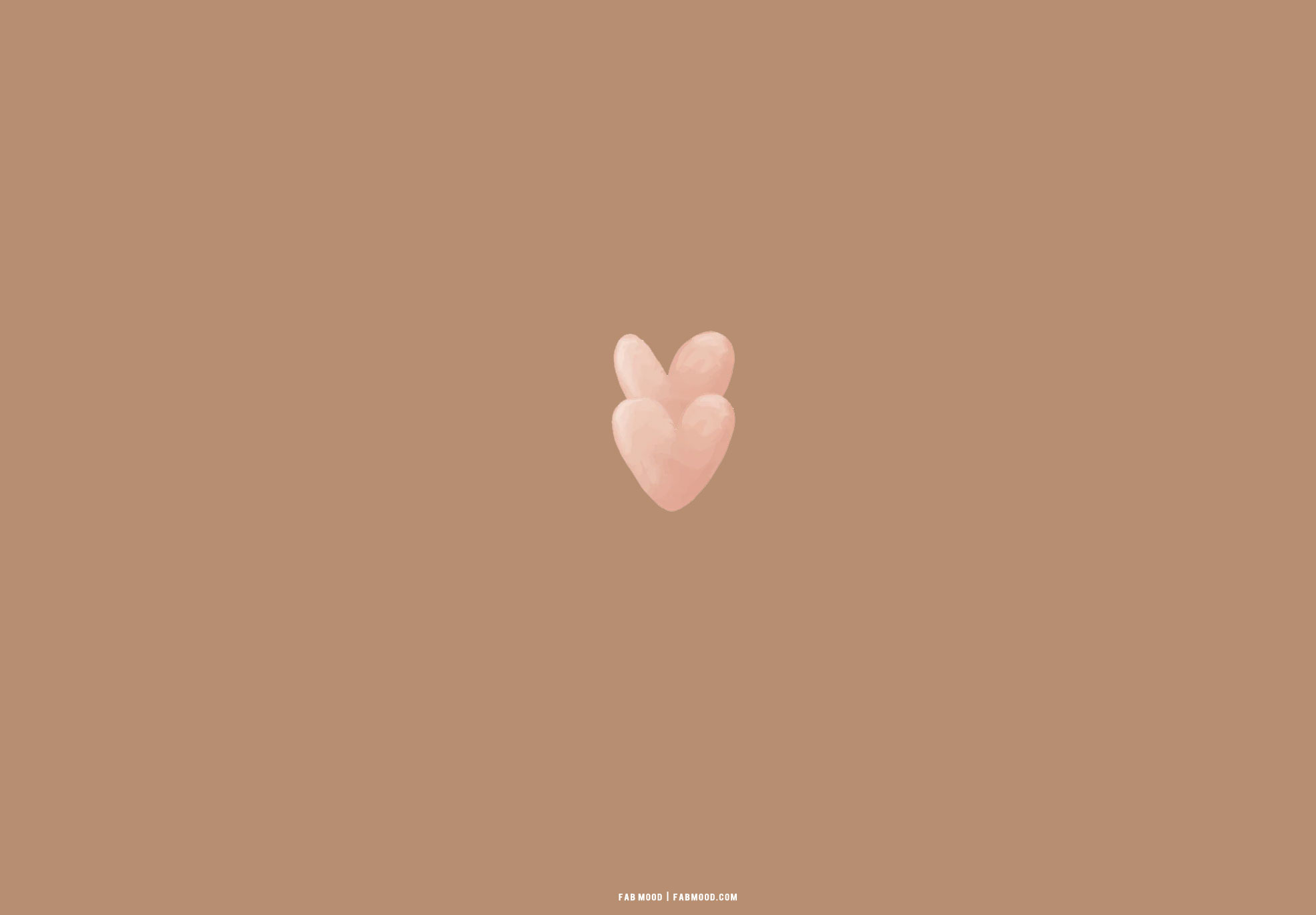 Brown Aesthetic Wallpaper for Laptop, Pink Watercolor Love Hearts