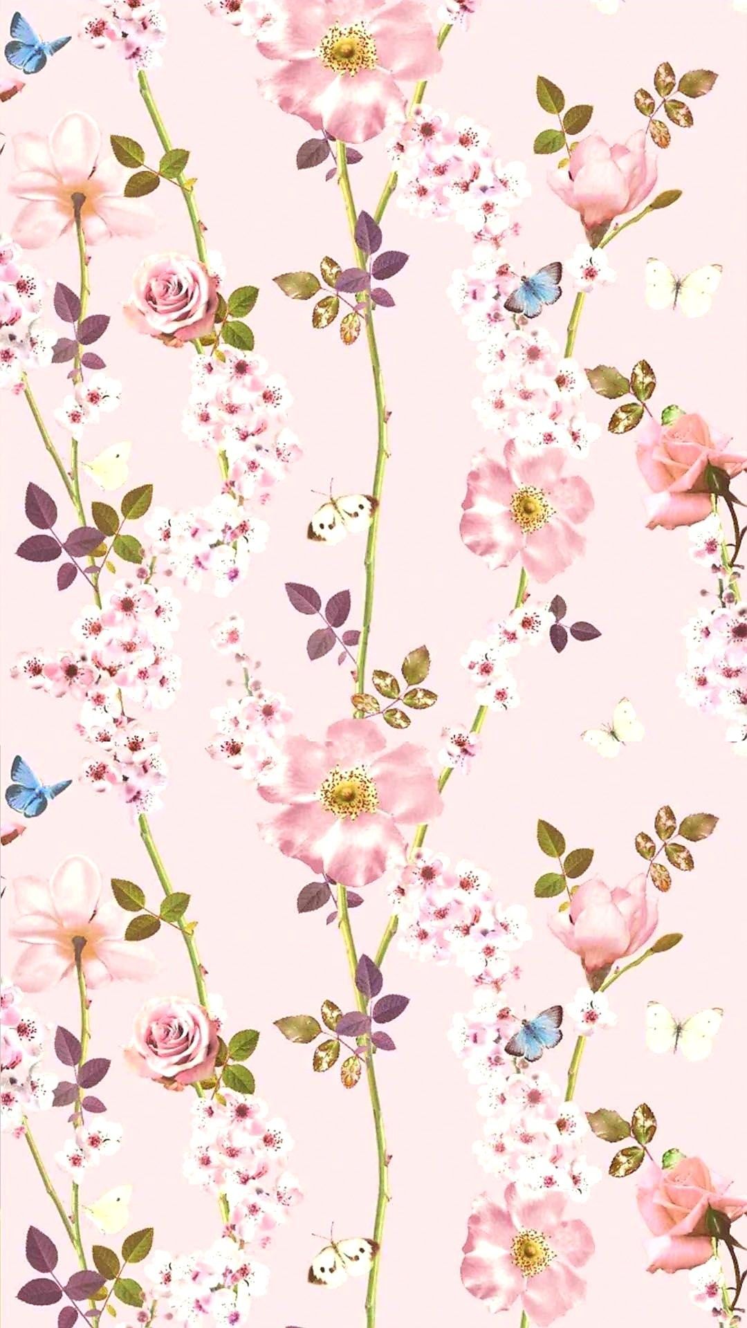 HD wallpaper white pink and green floral textile pattern pink flowers   Wallpaper Flare