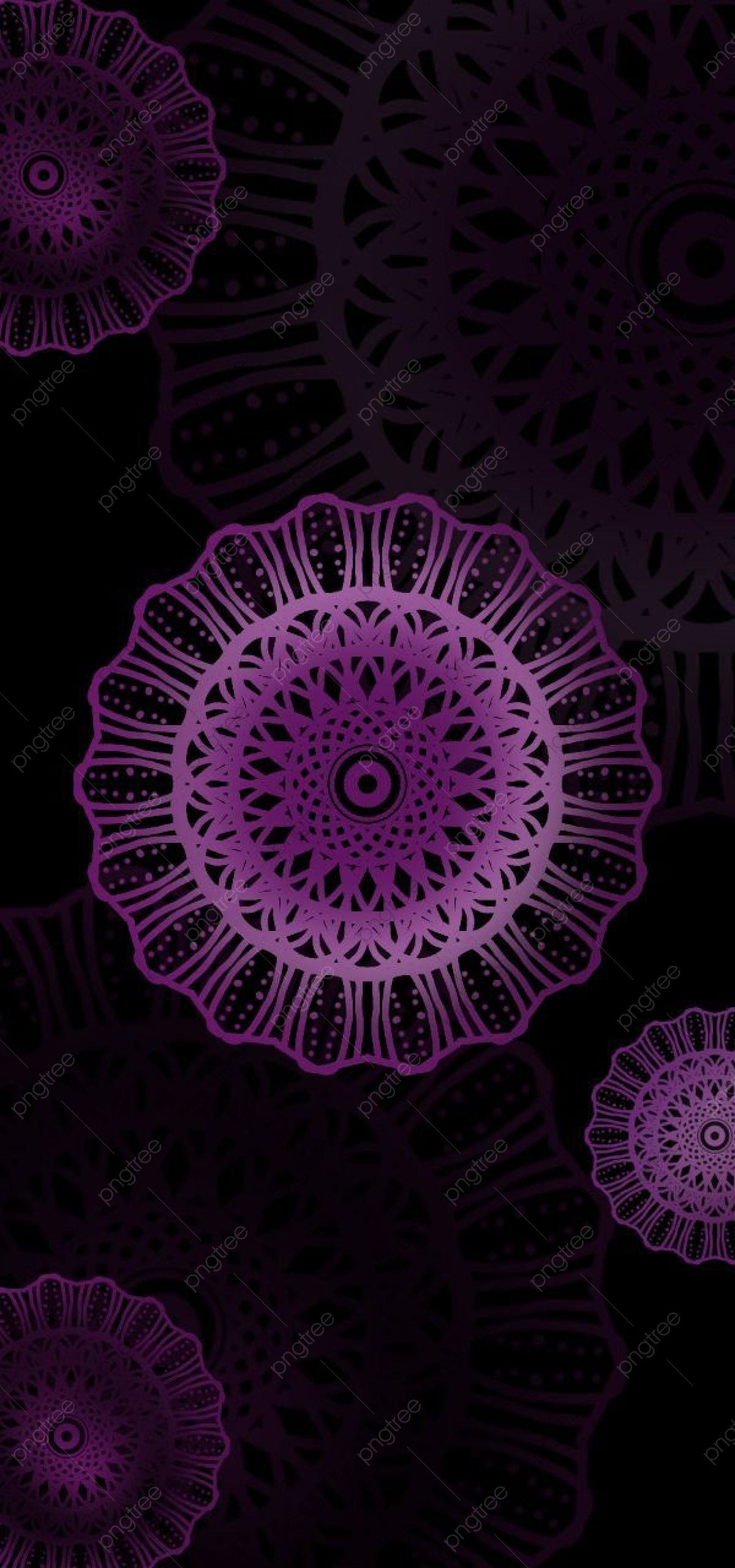 Dark Mode Mandala Purple For Android Wallpaper Freebies Background, Mandala, Purple, Dark Background Image for Free Download