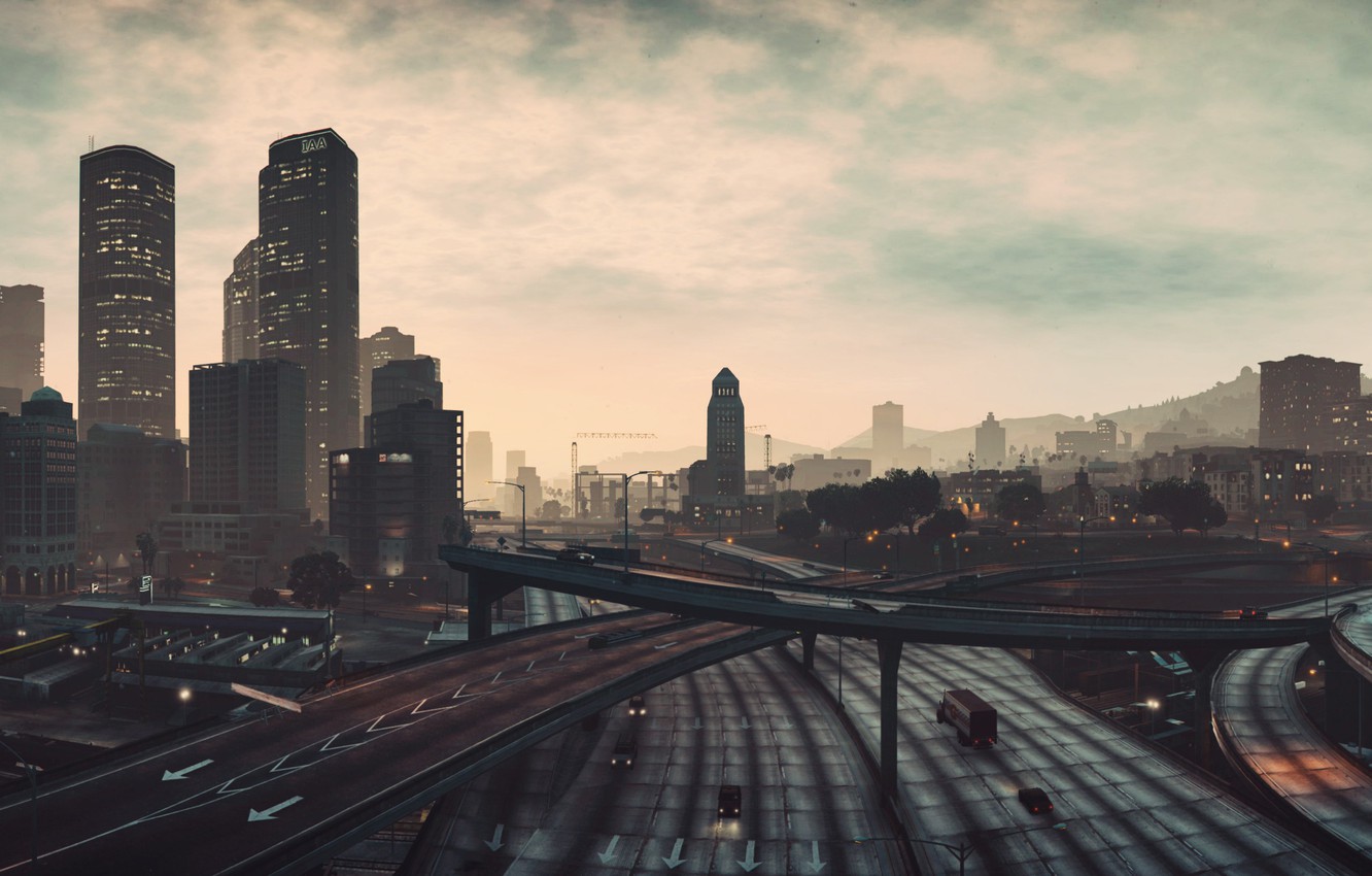 Wallpaper city, game, street, Grand Theft Auto V, GTA V, GTA - for desktop, section игры