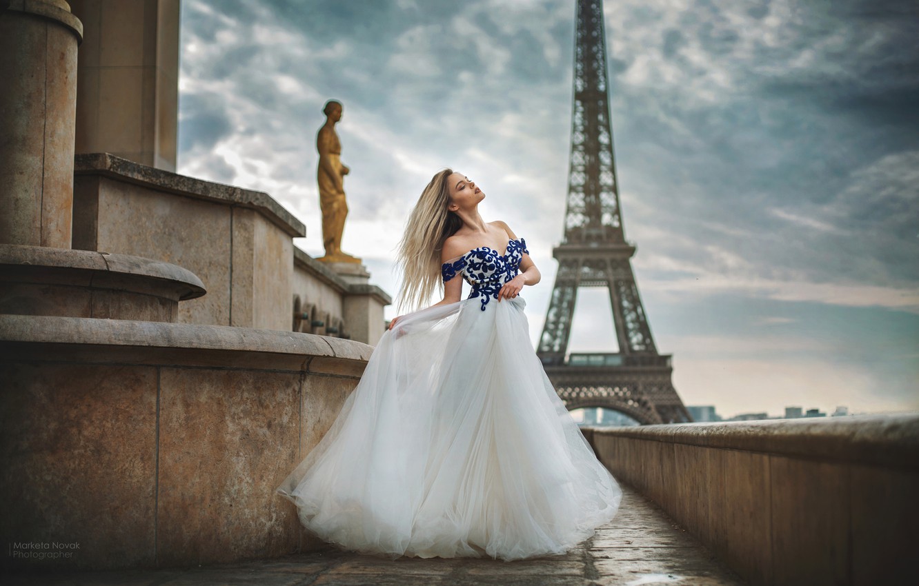 Wallpaper girl, pose, photo, Paris, dress, beautiful, Marketa Novak, Olga Konycheva image for desktop, section стиль