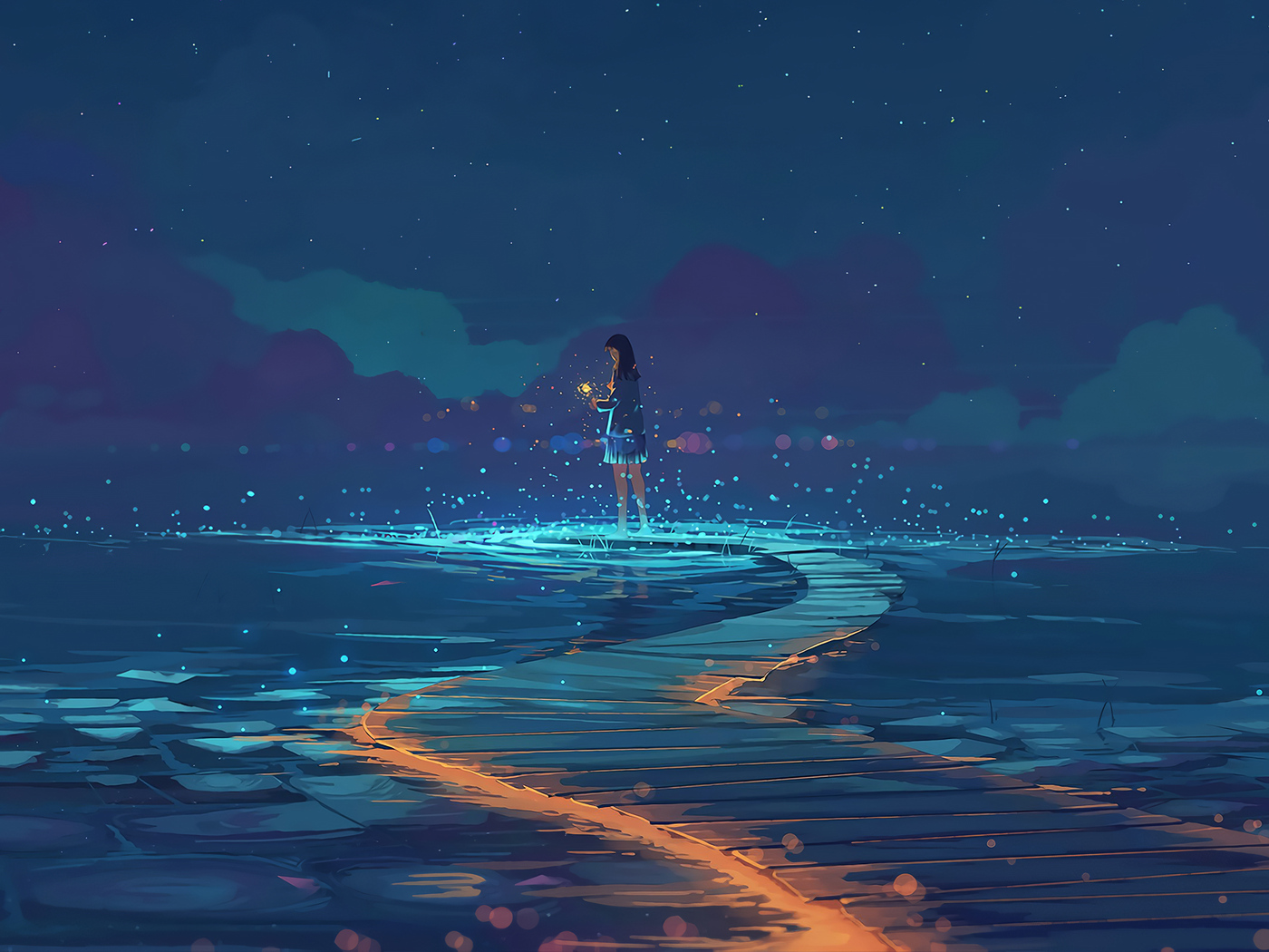 Lake Path Anime Girl 4k 1400x1050 Resolution HD 4k Wallpaper, Image, Background, Photo and Picture