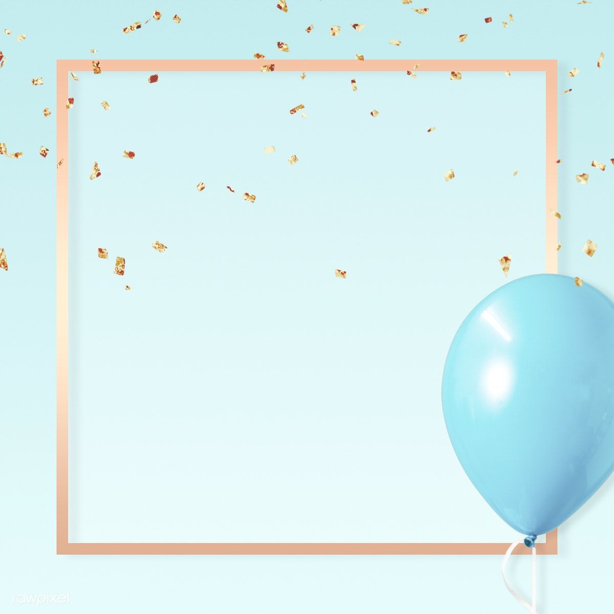 Pastel golden square blue frame. premium image / HwangMangjoo #vector #vectoart #d. Birthday background design, Birthday wallpaper, Blue balloons