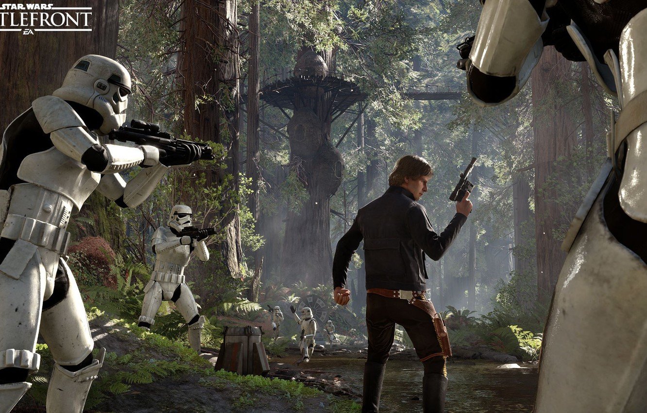 Wallpaper game, Electronic Arts, Stormtroopers, DICE, Han Solo, Han Solo, Stormtroopers, star wars battlefront, Endor, Endor image for desktop, section игры