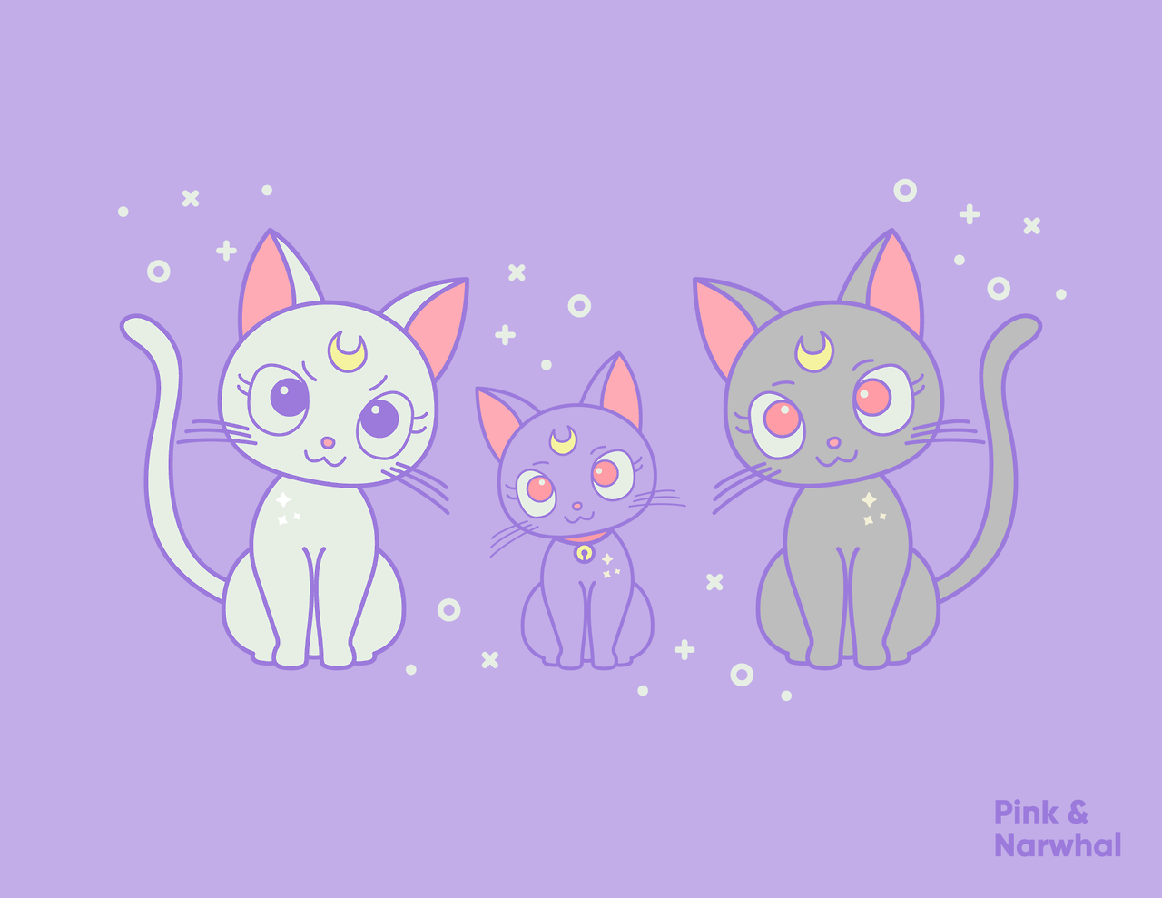 Pink & Narwhal. Sailor moon cat, Sailor moon wands, Sailor moon wallpaper