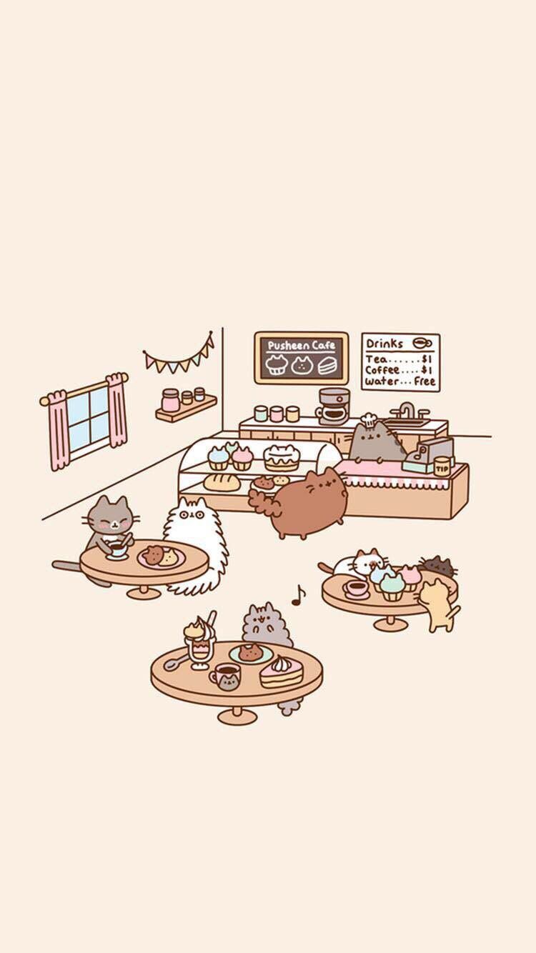 Pusheen Drinking Coffee Wallpapers - Wallpaper Cave