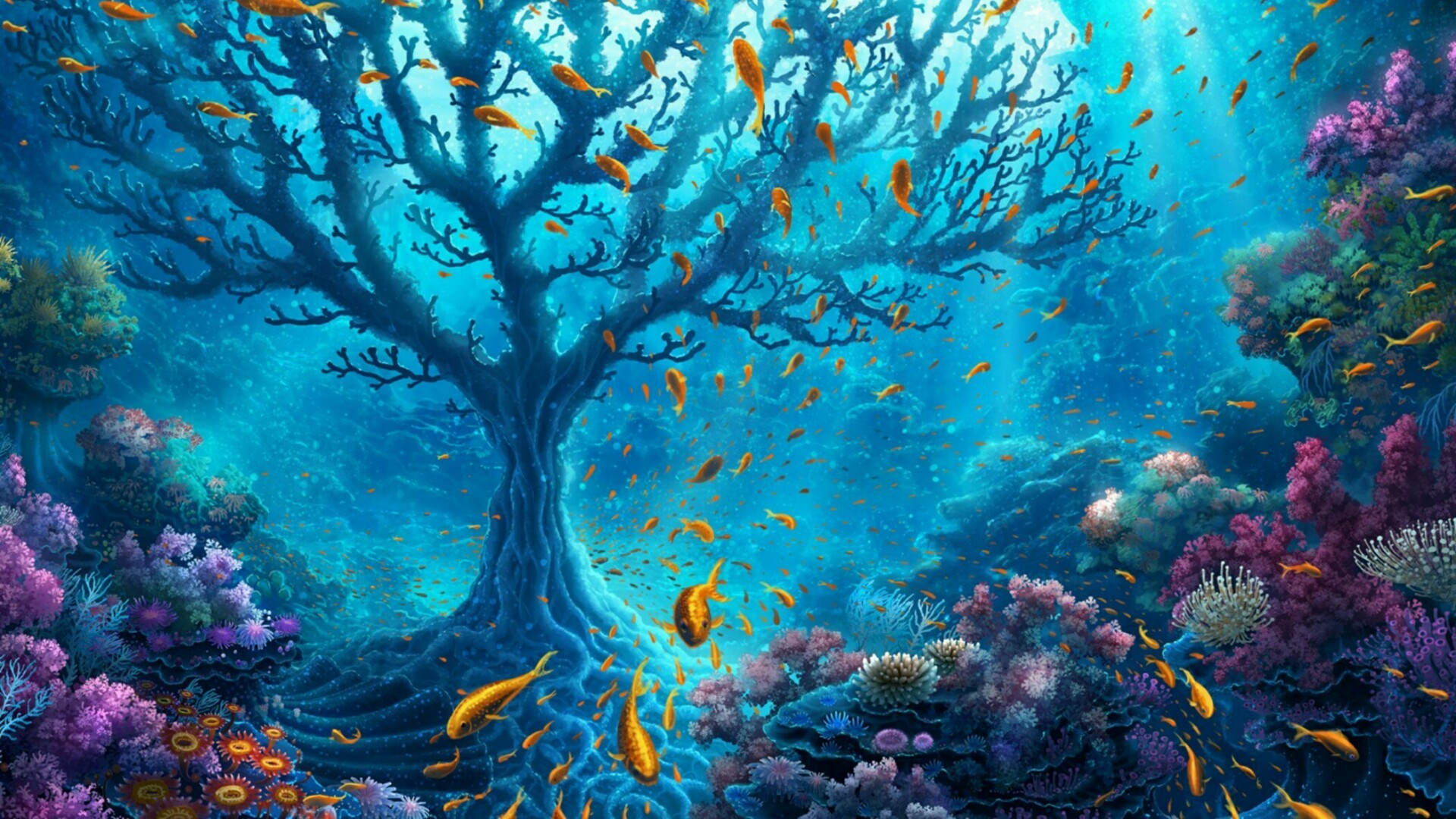 1920x Coral Tree In The Ocean Wallpaper Sea