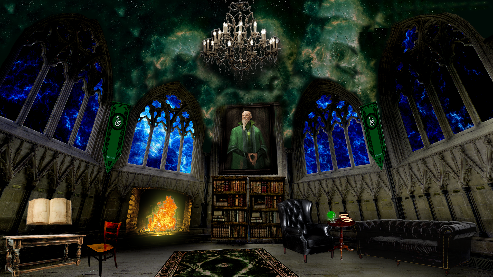 Slytherin Common Room. Slytherin common room, Slytherin, Hogwarts aesthetic
