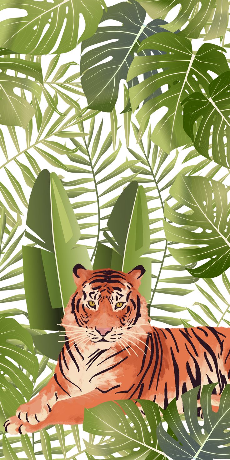 Tropical #Jungle #Tiger. #Casetify #iPhone #Art #Design #Illustration # Animals. iPhone art, Jungle art, Art wallpaper