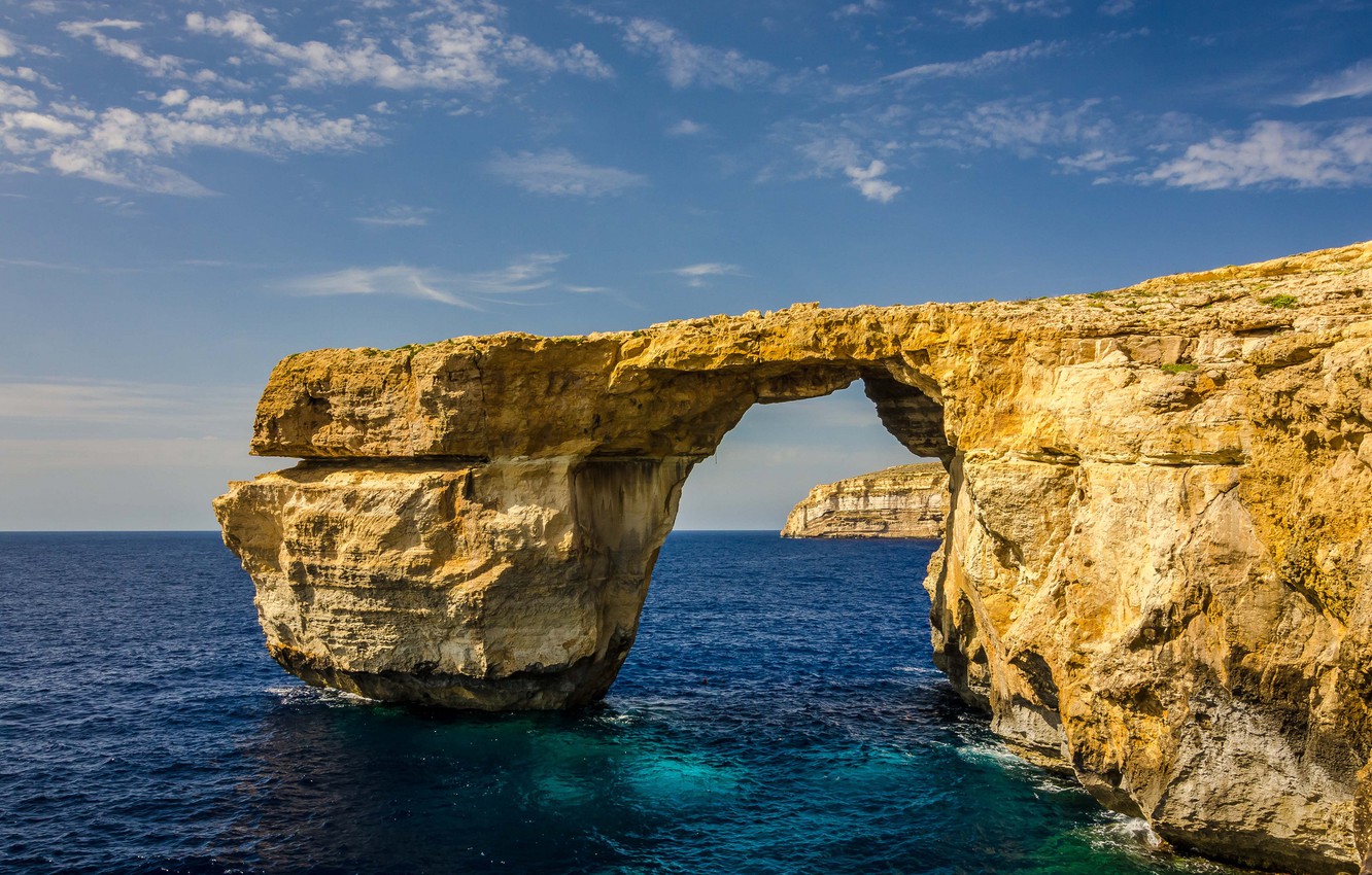Wallpaper sea, the sky, rock, island, arch, Malta, Gozo image for desktop, section природа