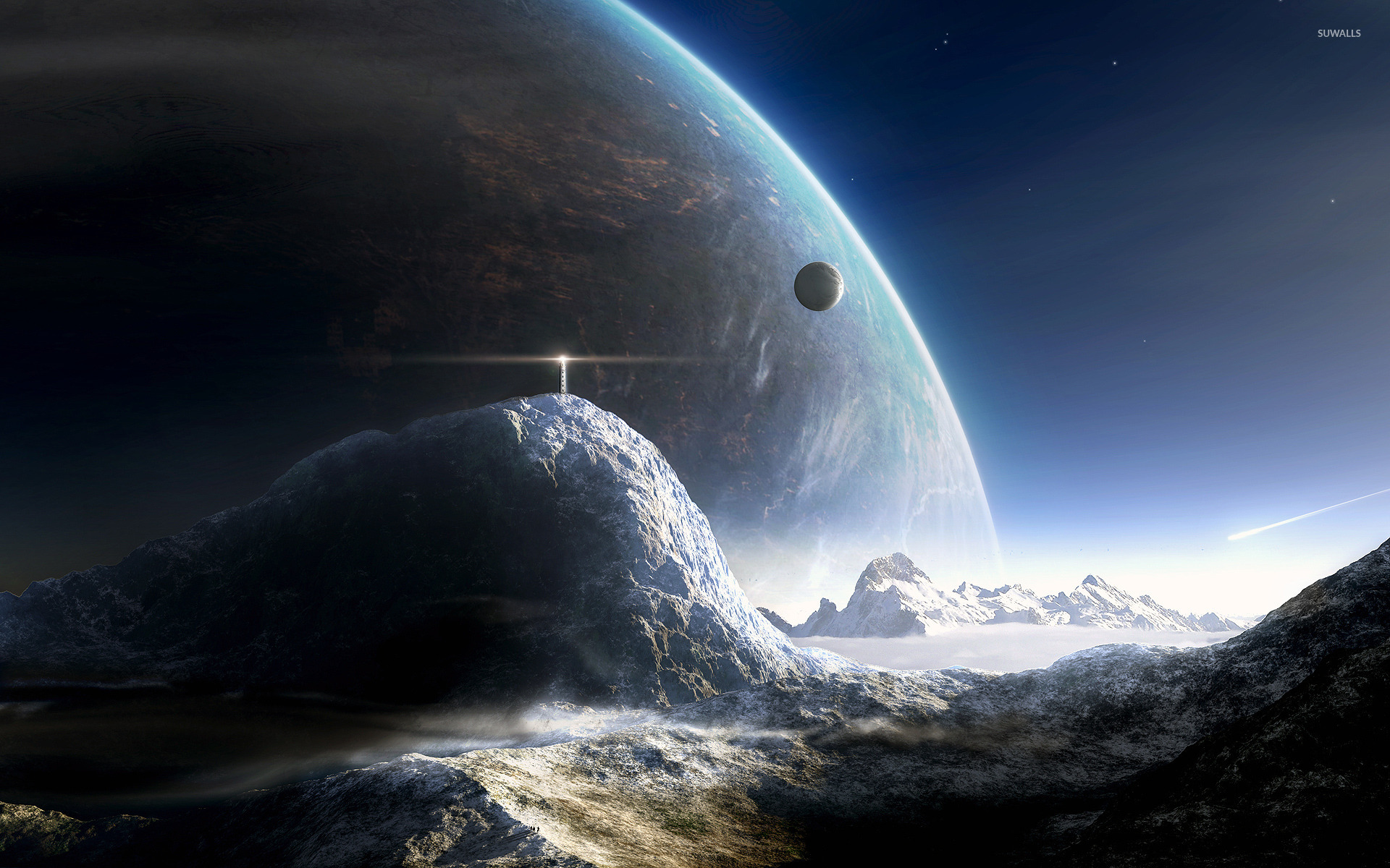 Lifgthouse on a distant planet wallpaper wallpaper