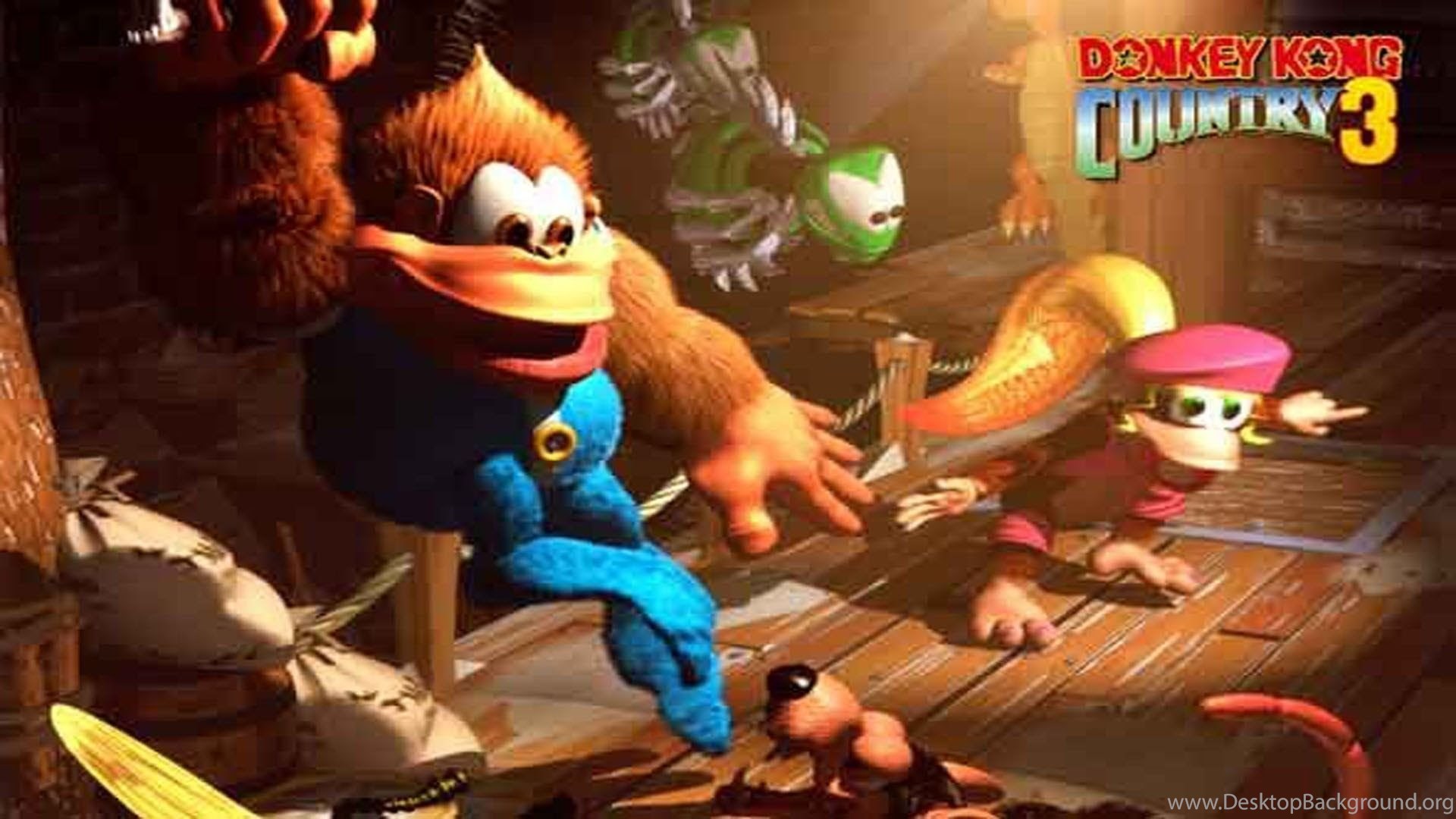 Gameplay Nostálgico Donkey Kong Country 3: Dixie Kong's Double. Desktop Background