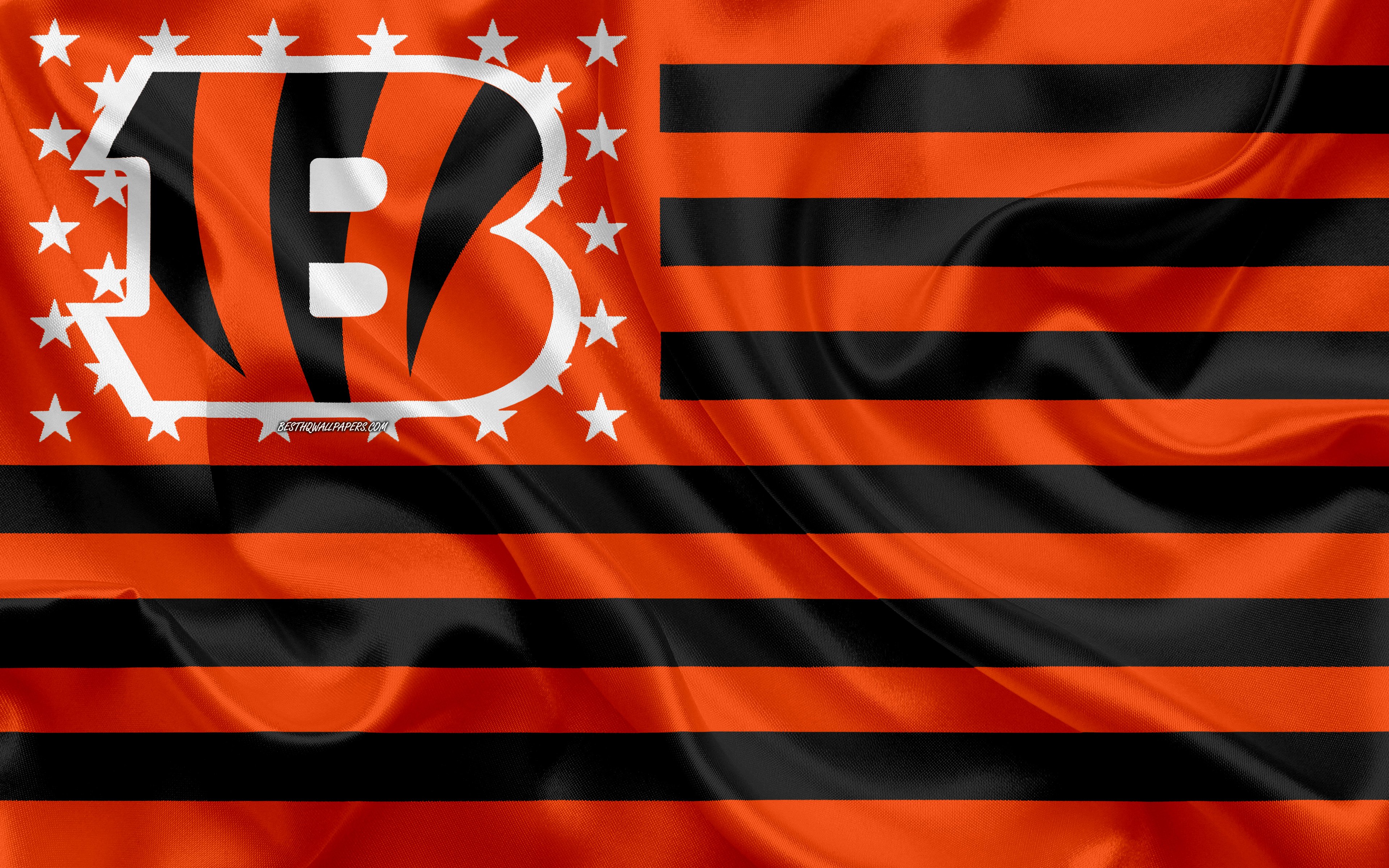 Cincinnati Bengals, American football team, creative American flag, orange  black flag, HD wallpaper