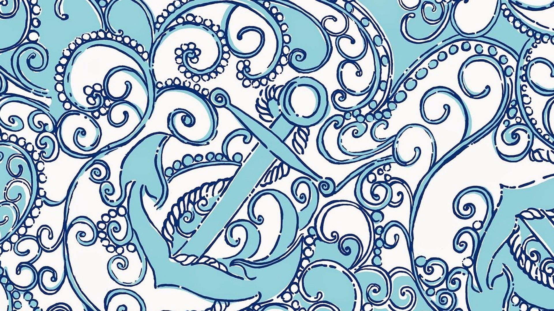 Blue Anchor Art In White Background HD Preppy Wallpaper