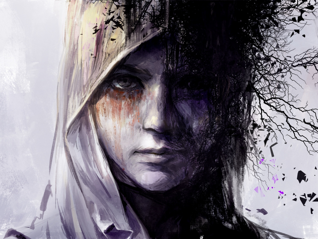 Black White Face, Fantasy, Woman, Art Wallpaper, HD Image, Picture, Background, 154208