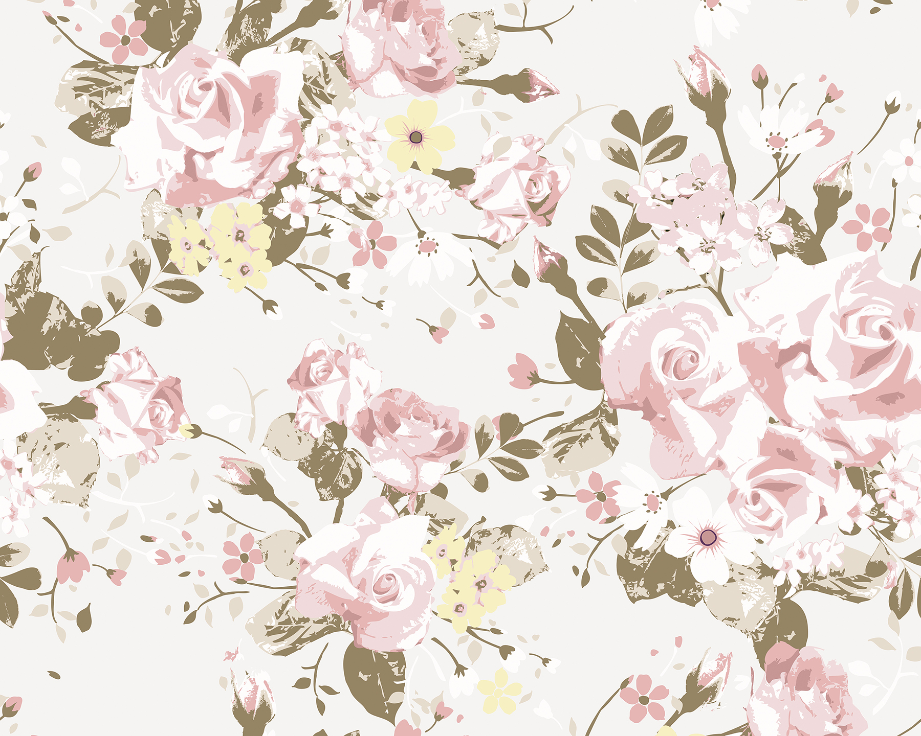 ohpopsi Vintage Rose Pattern Wall Mural