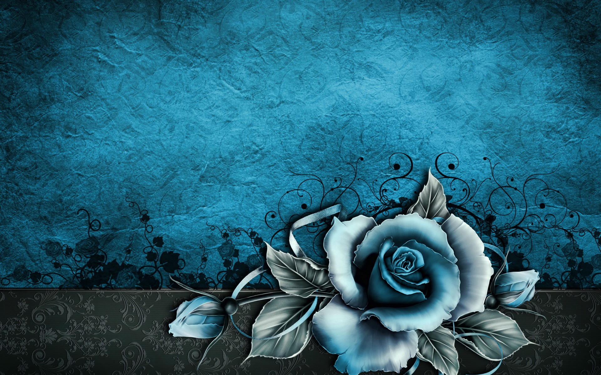 Vintage Blue Roses Background