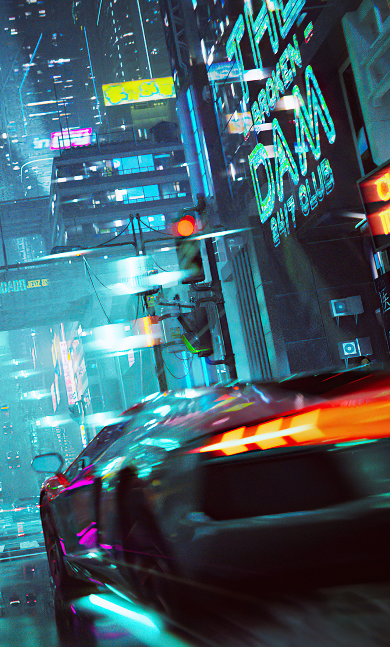 Neon Cyberpunk City Car Racing 4k iPhone HD 4k Wallpaper, Image, Background, Photo and Picture