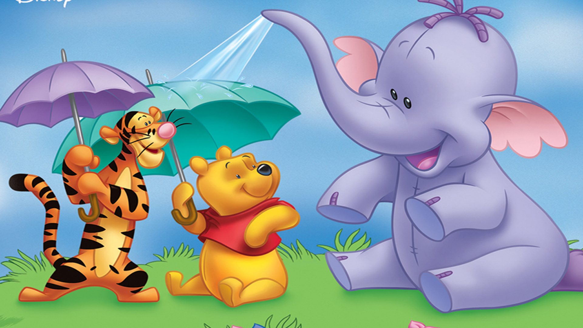 Heffalump Winnie The Pooh And Tigger Cartoon Umbrellas Desktop Wallpaper HD Resolution 2880x1800, Wallpaper13.com
