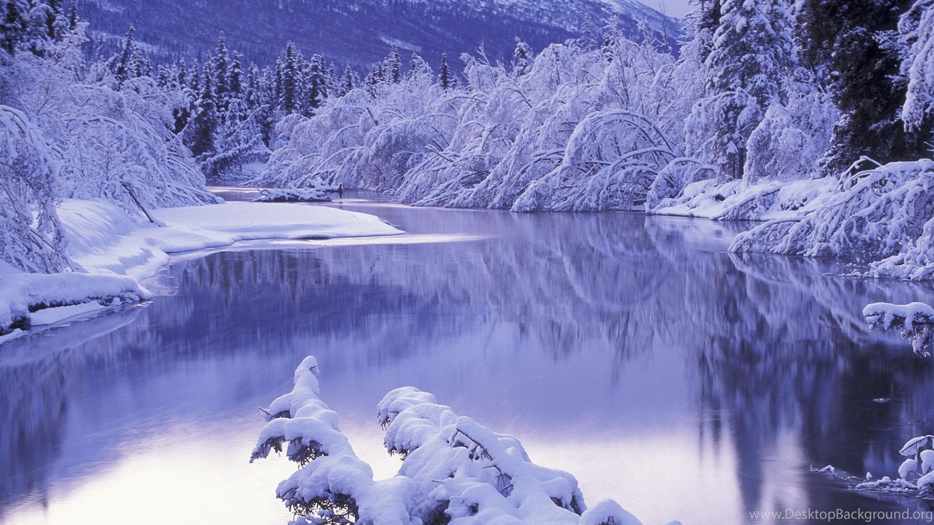 snow wallpaper 4k, natural landscape, nature, winter, snow, water
