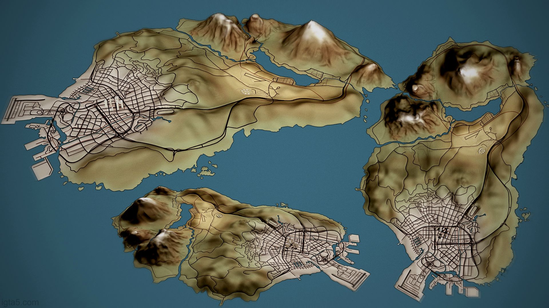 Grand Theft Auto V - 3D map 