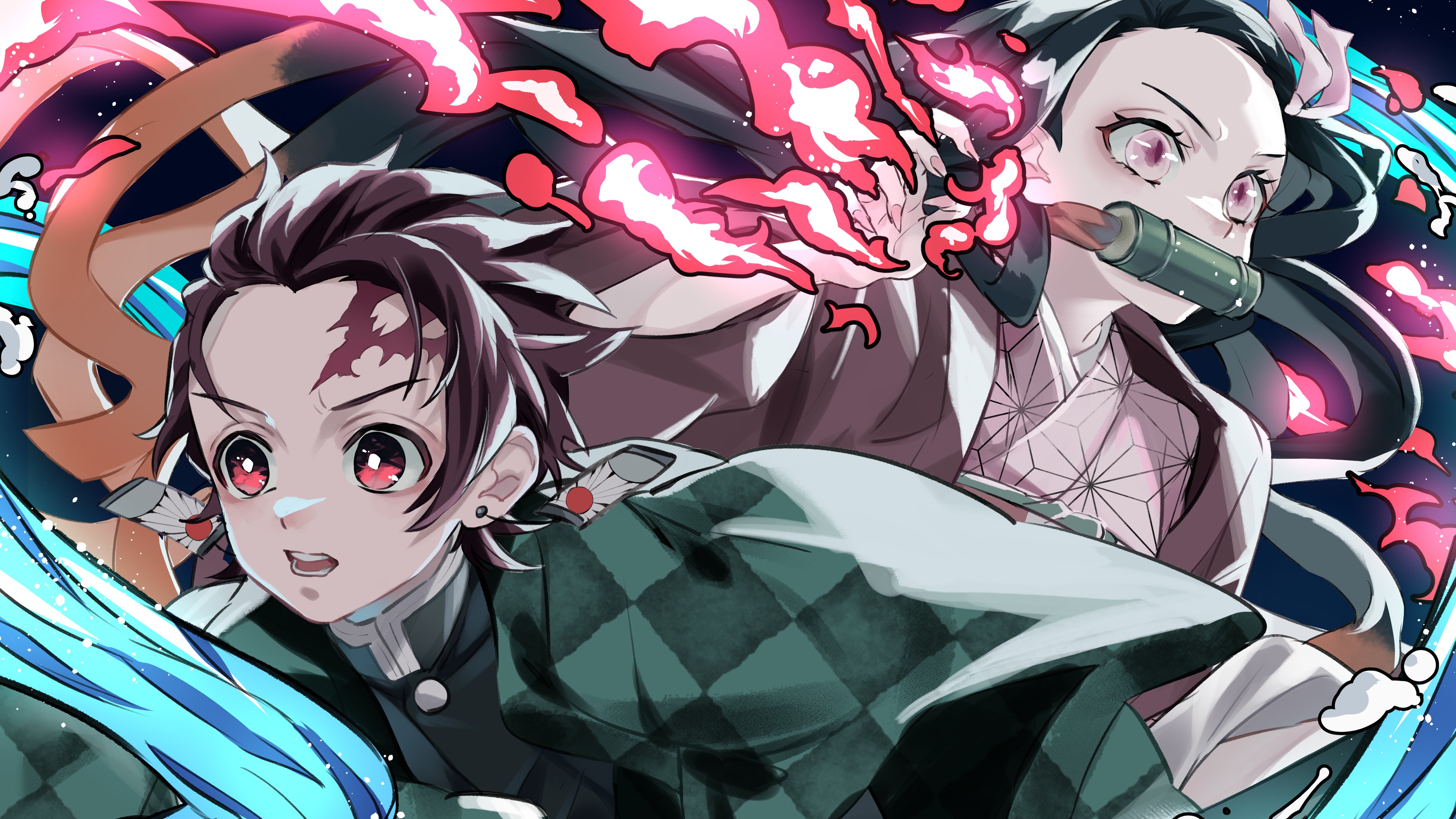Nezuko Kamado Tanjiro Kamado 4K HD Demon Slayer Kimetsu no Yaiba Wallpaper