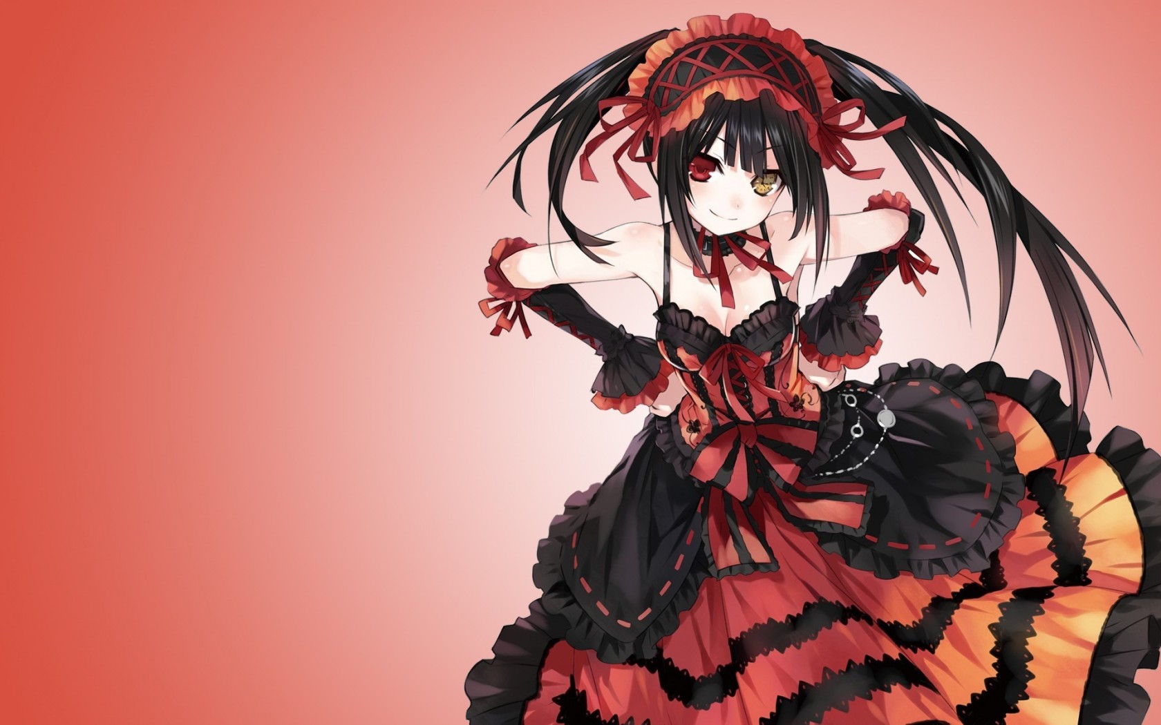 Anime Girl With Black Hair And Red