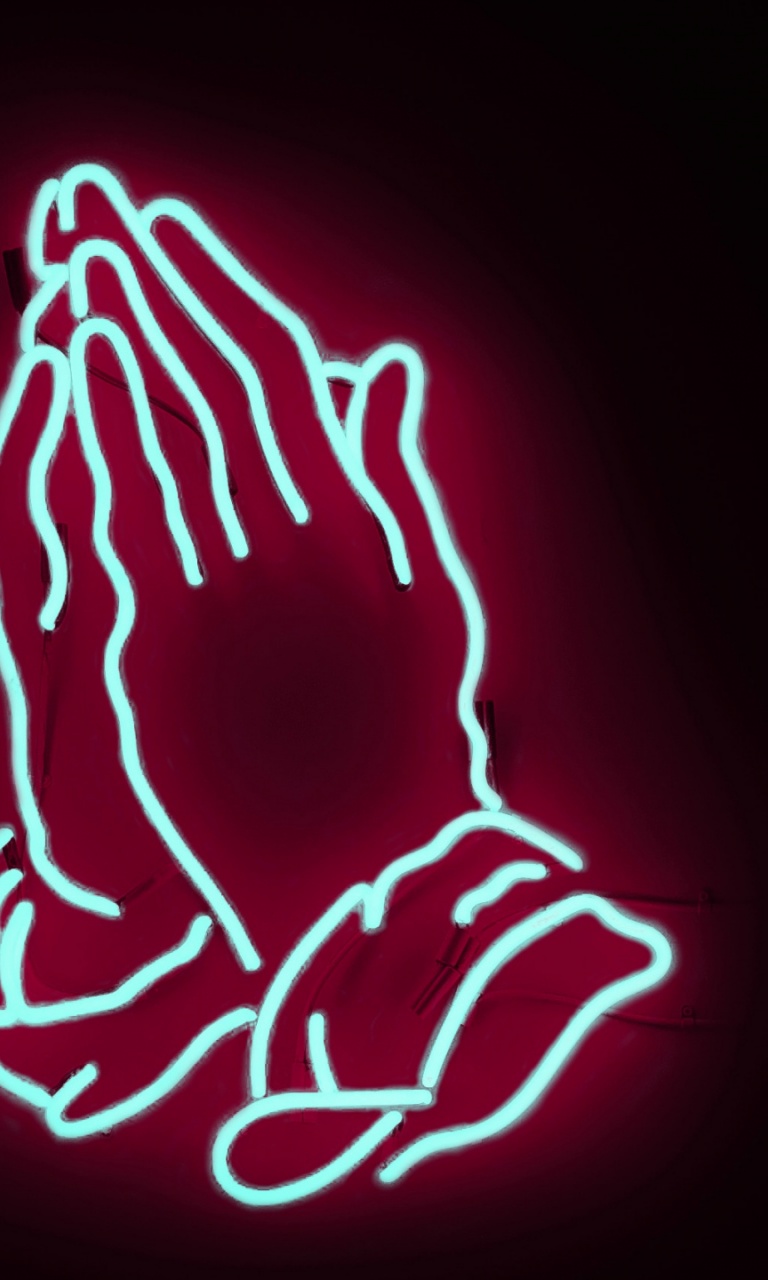 neon, hands, prayer Nexus 4 wallpaper