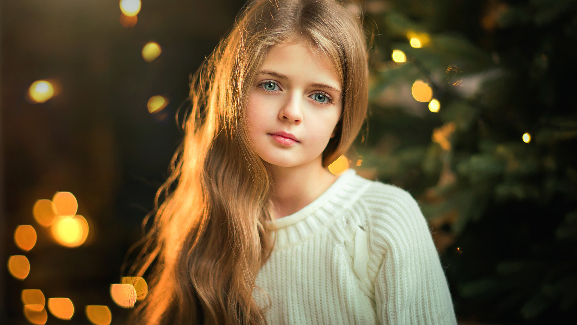 Download Wallpaper model blue eyes girl sweater child beauty, 1920x1080