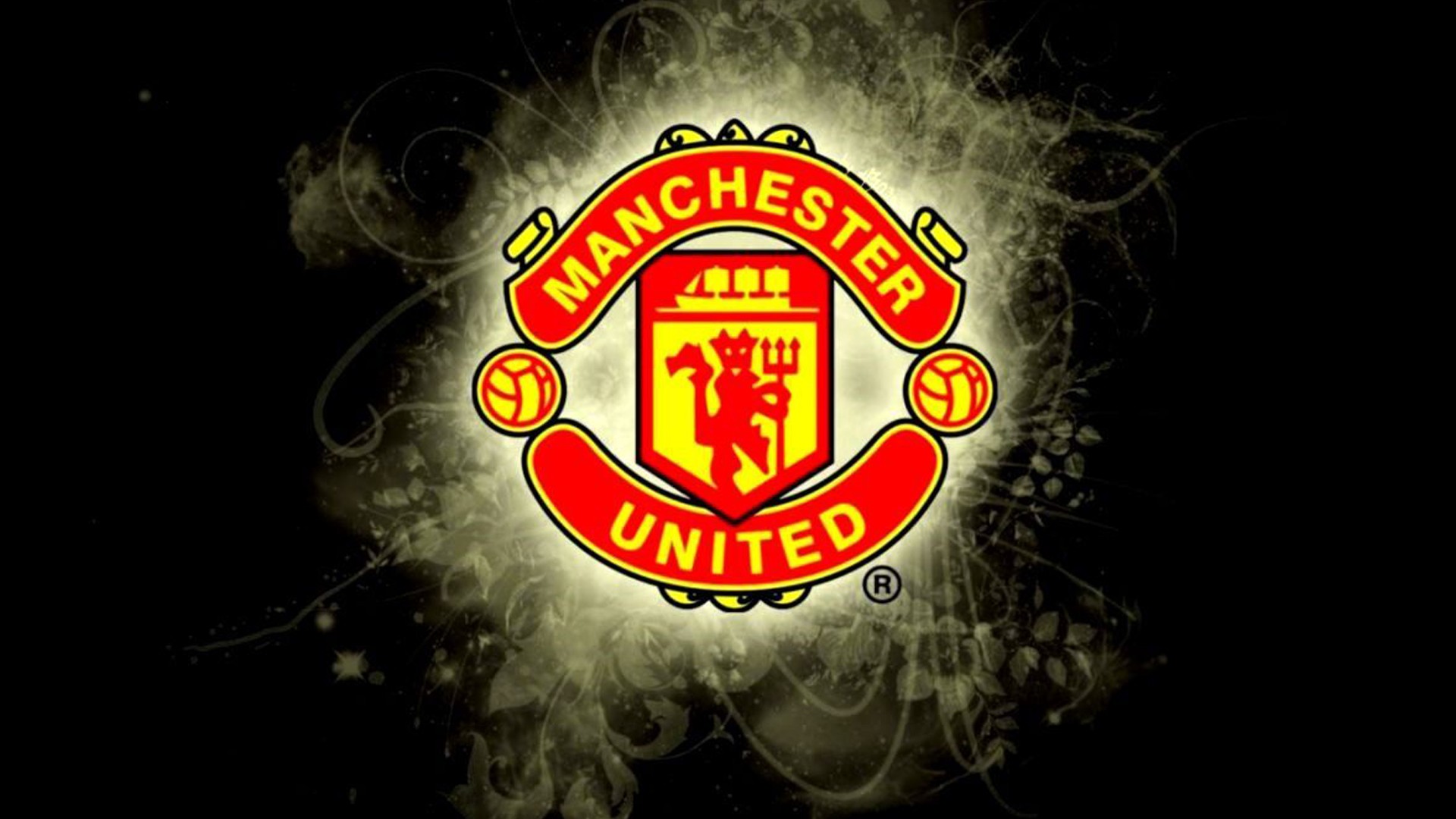 Red Yellow Manchester United Logo In White Black Background HD Manchester United Wallpaper