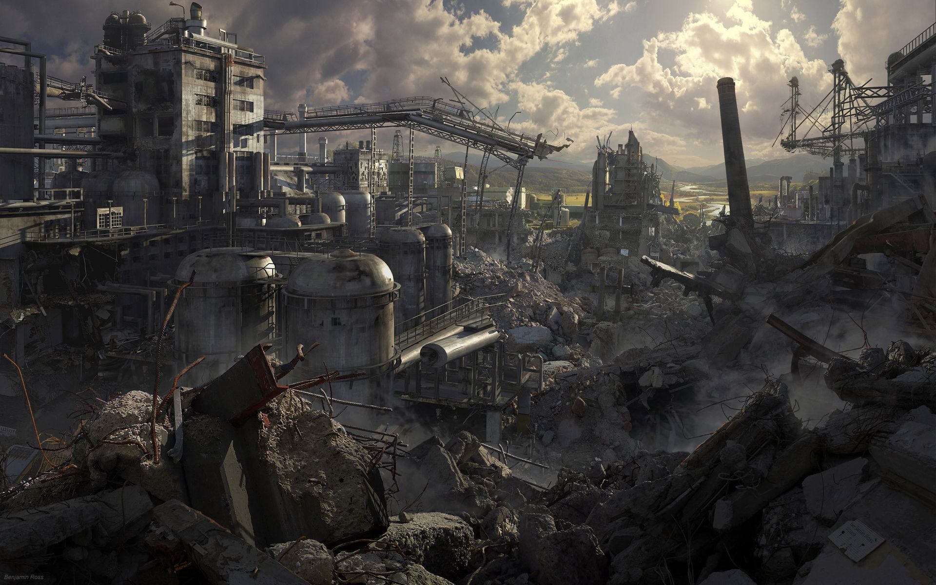 Dark horror sci fi apocalyptic destruction art cg game buildings (2022)