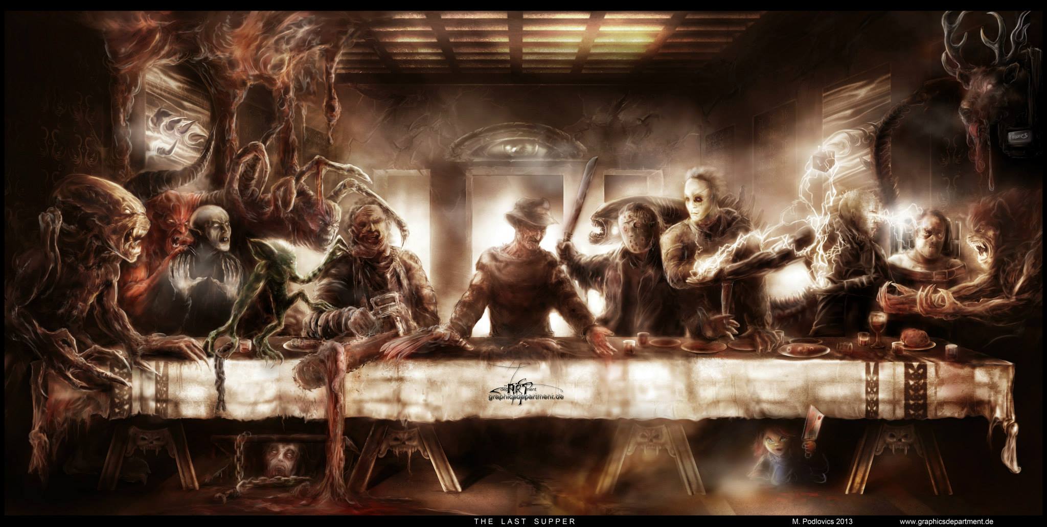 Free download Mind Blowing Horror Icon Last Supper Poster HorrorMoviesca [2048x1031] for your Desktop, Mobile & Tablet. Explore Last Supper Wallpaper. The Lord's Supper Wallpaper, Star Wars Last Supper