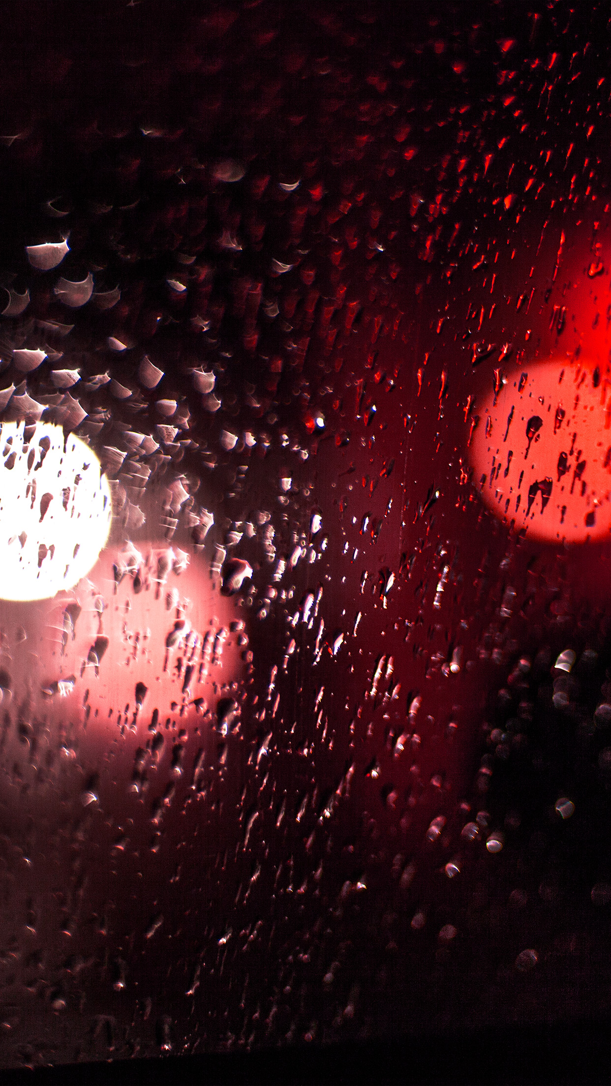 Rainy Night Drops Bokeh Red Light Pattern Android wallpaper HD wallpaper