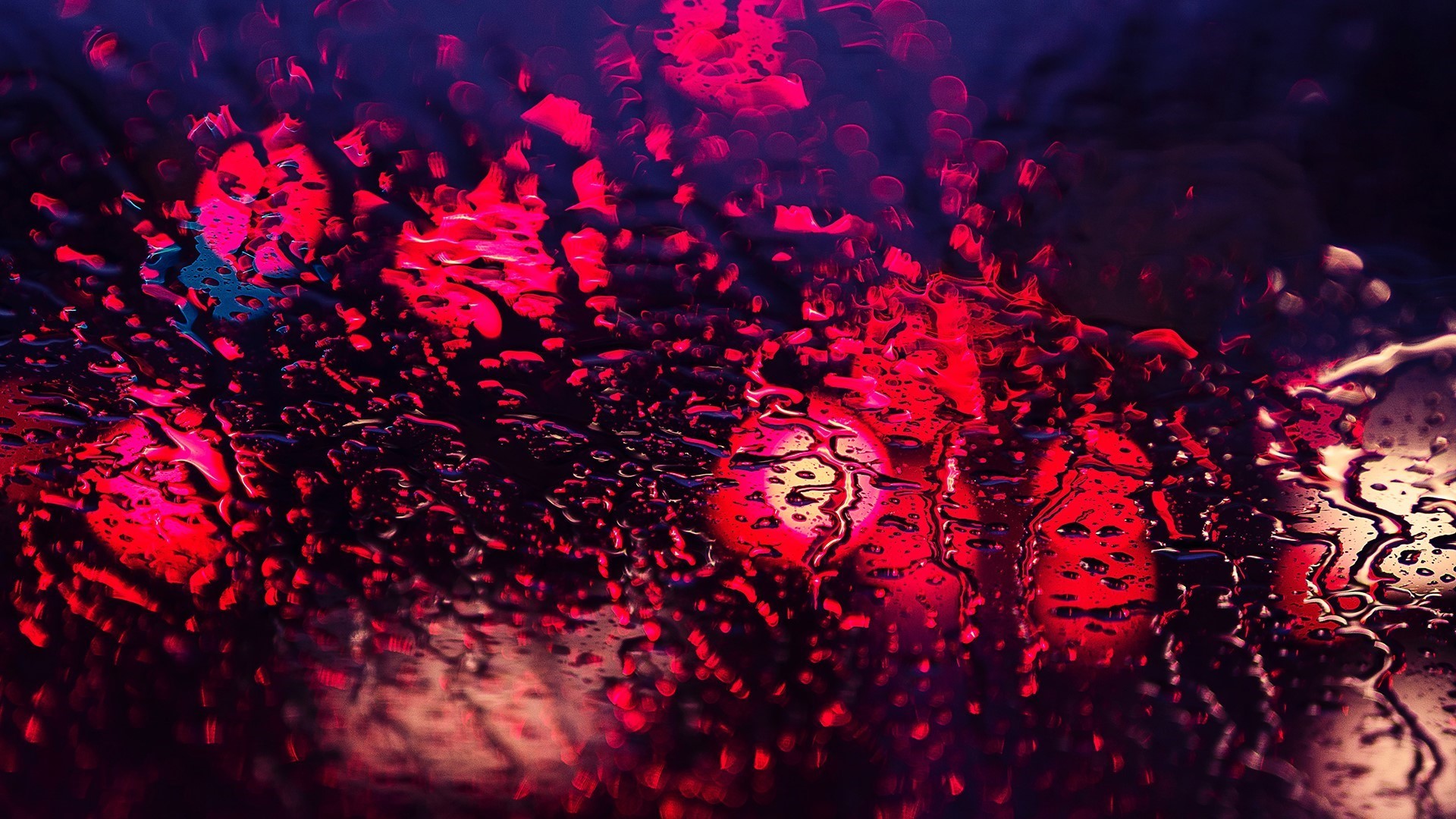 Traffic Lights Red Rain Bokeh Lights Water On Glass Purple Water Drops Street Light Water Depth Of Field