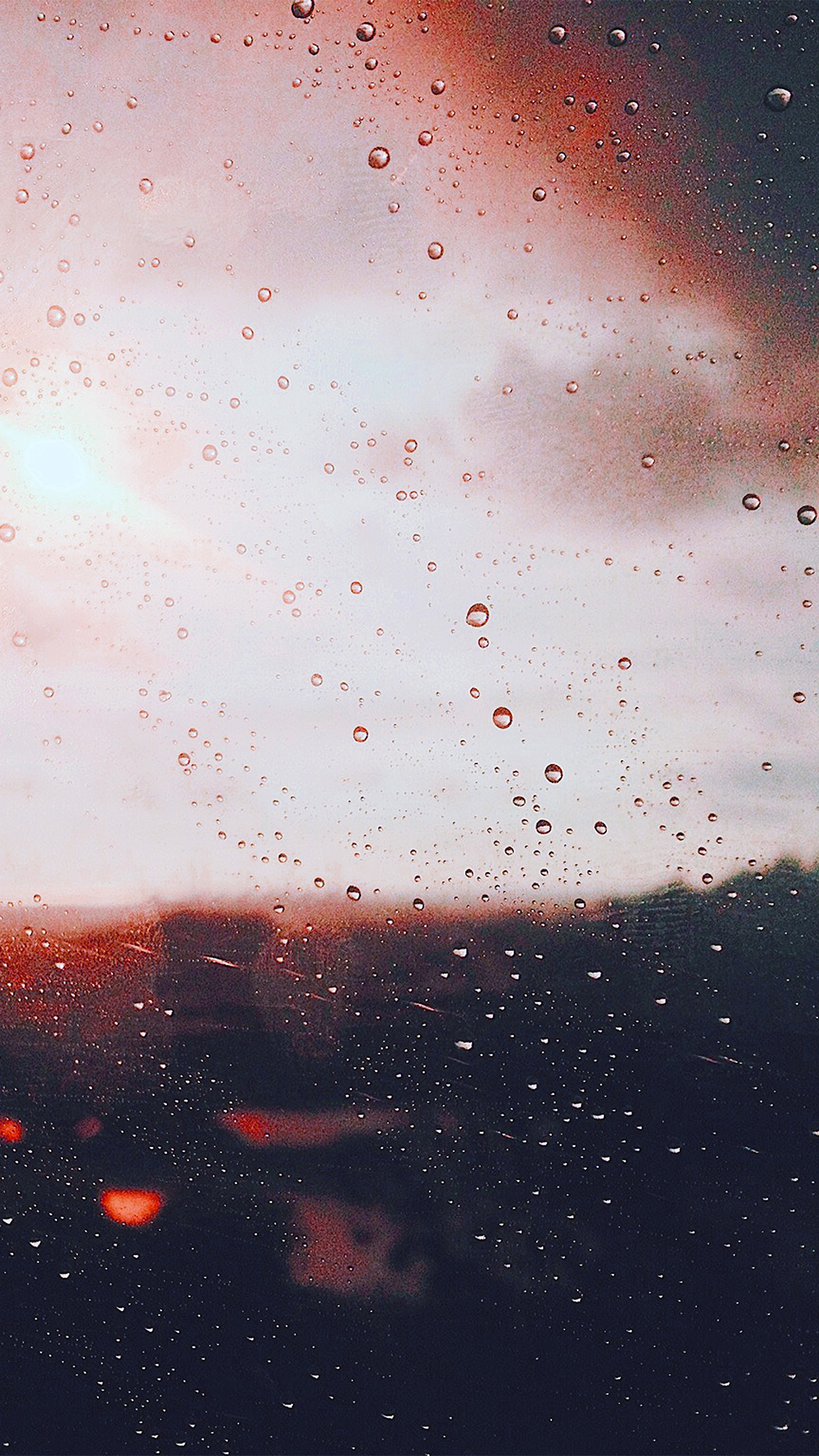 iPhone X wallpaper. rain window day sunlight bokeh blue red