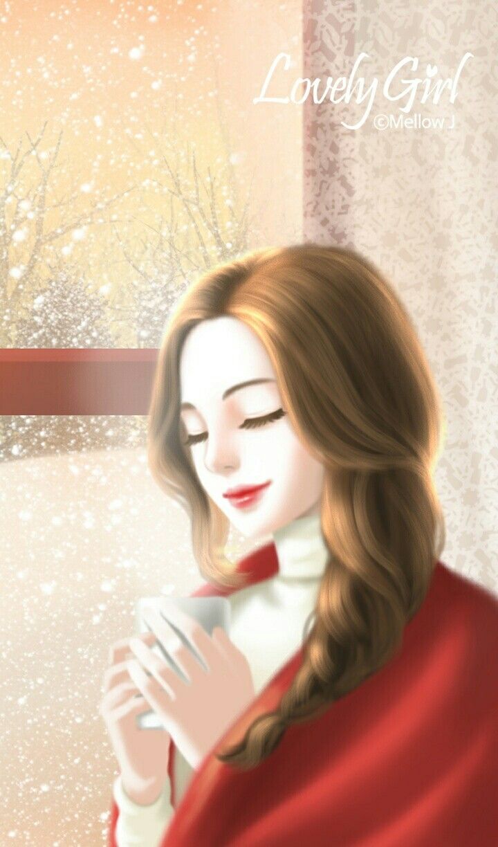 lovely girl wallpaper, hair, cartoon, skin, hairstyle, forehead