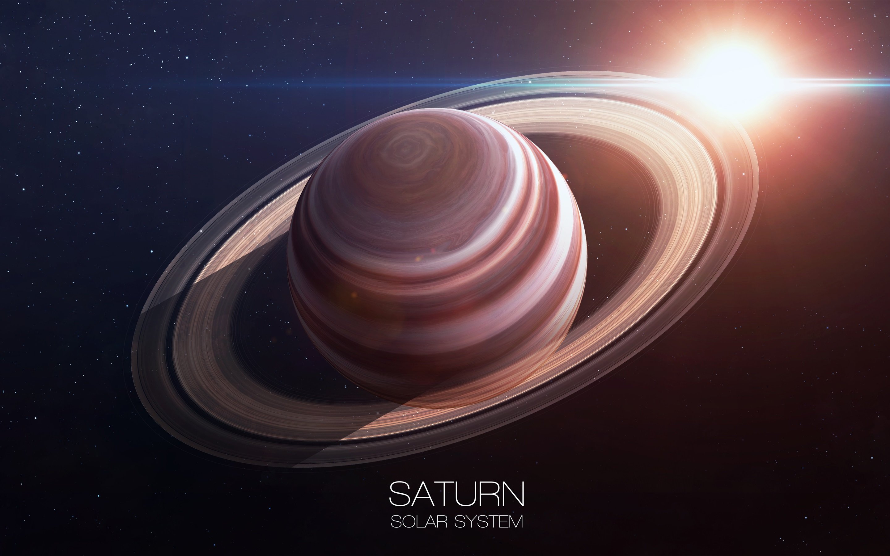 Wallpaper Saturn, ring, planet, sun, solar system 3840x2160 UHD 4K Picture, Image