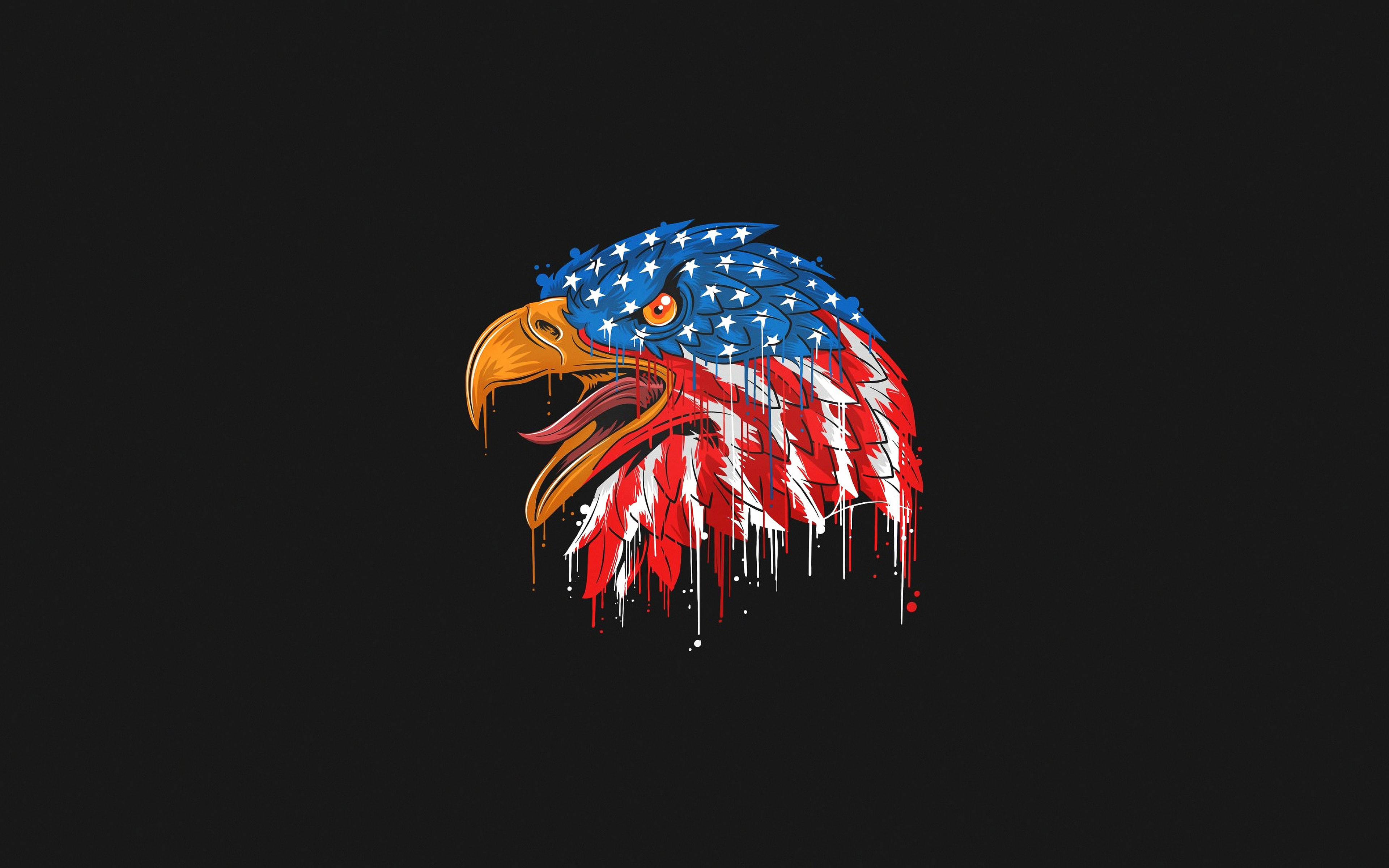 Download wallpaper 4k, bald eagle, artwork, american symbols, american flag, hawk, minimal, creative, symbols of USA, eagle for desktop with resolution 3840x2400. High Quality HD picture wallpaper