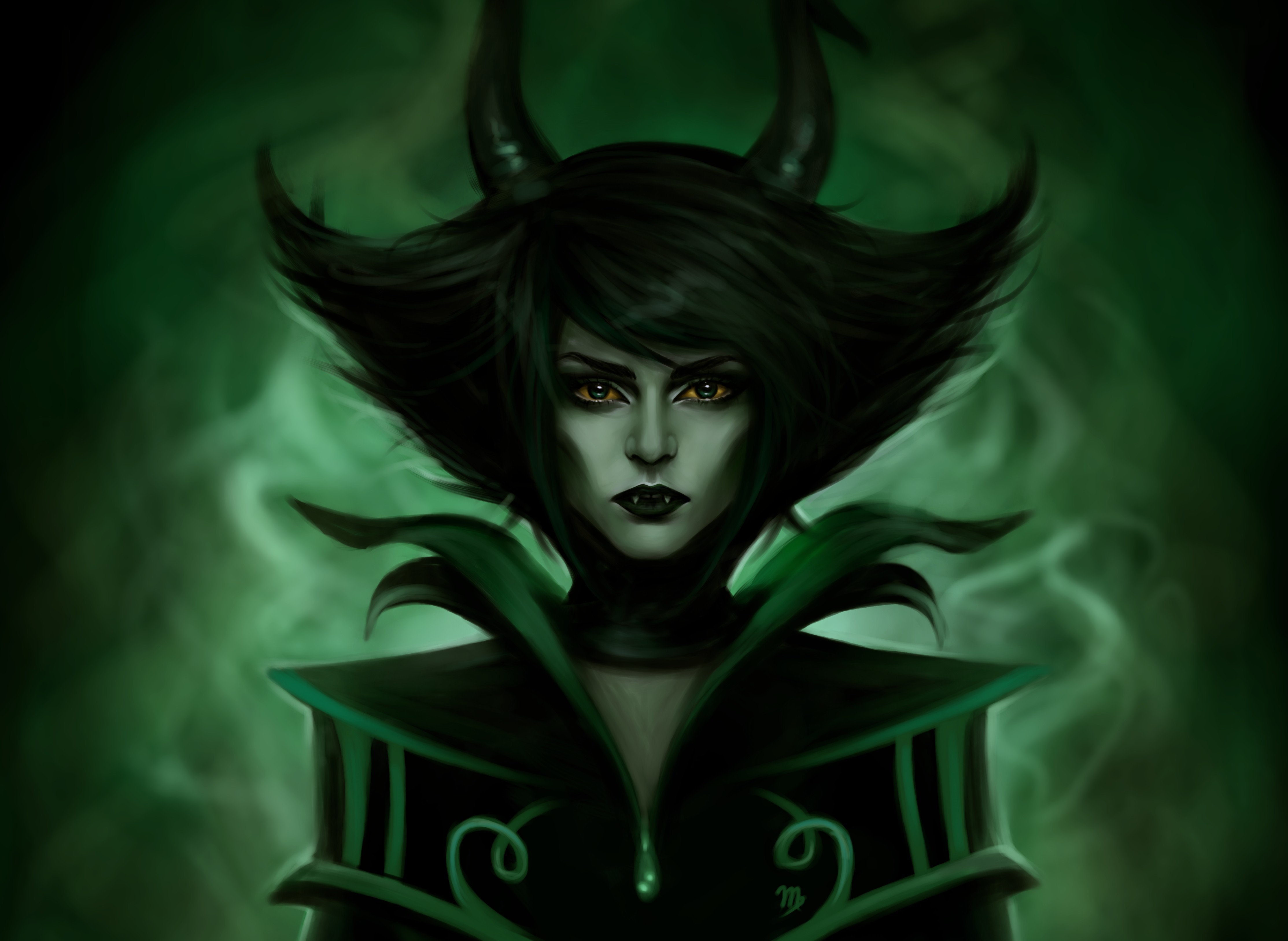 Demon Fantasy Green Horns 1152x864 Resolution HD 4k Wallpaper, Image, Background, Photo and Picture