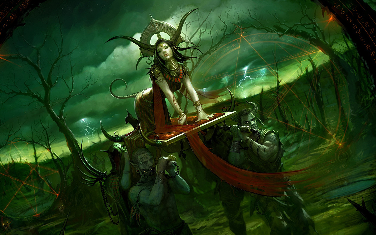 Desktop Wallpaper Gothic Fantasy Demons Horns female Fantasy