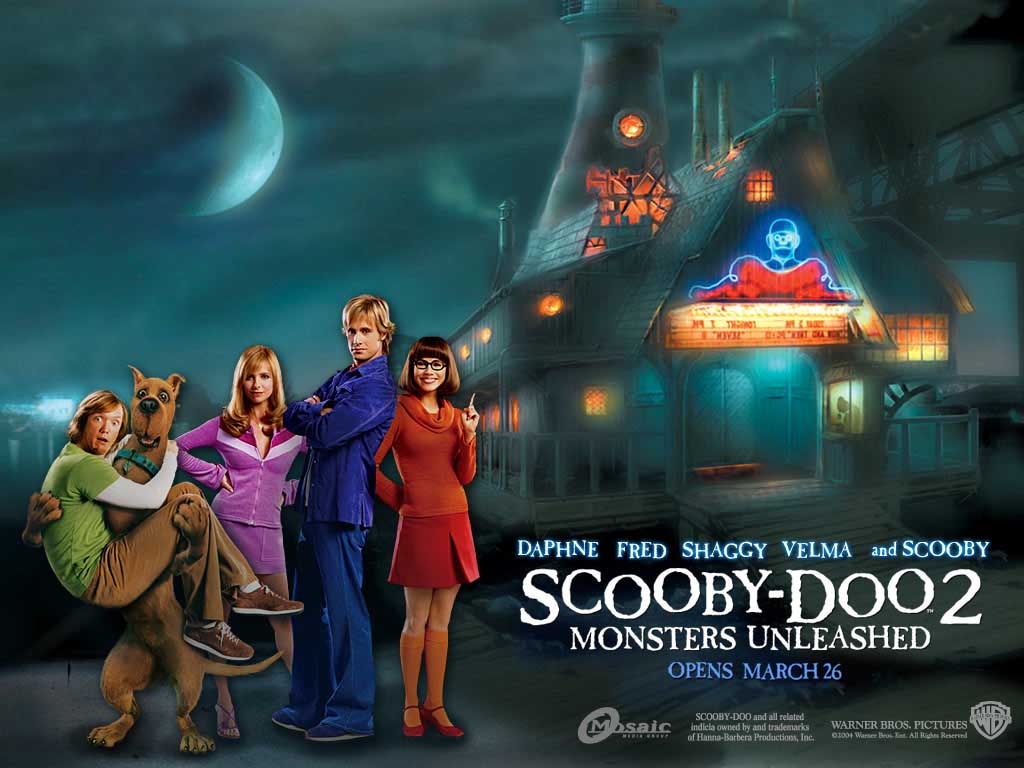 Download Wallpaper Dog Night Sarah Michelle Gellar Scooby Doo 2 Monsters On The Loose Unleashed Linda Cardellini Freddie Prinze Jr., 1024x Scooby Doo 2: Monsters Unleashed (film)