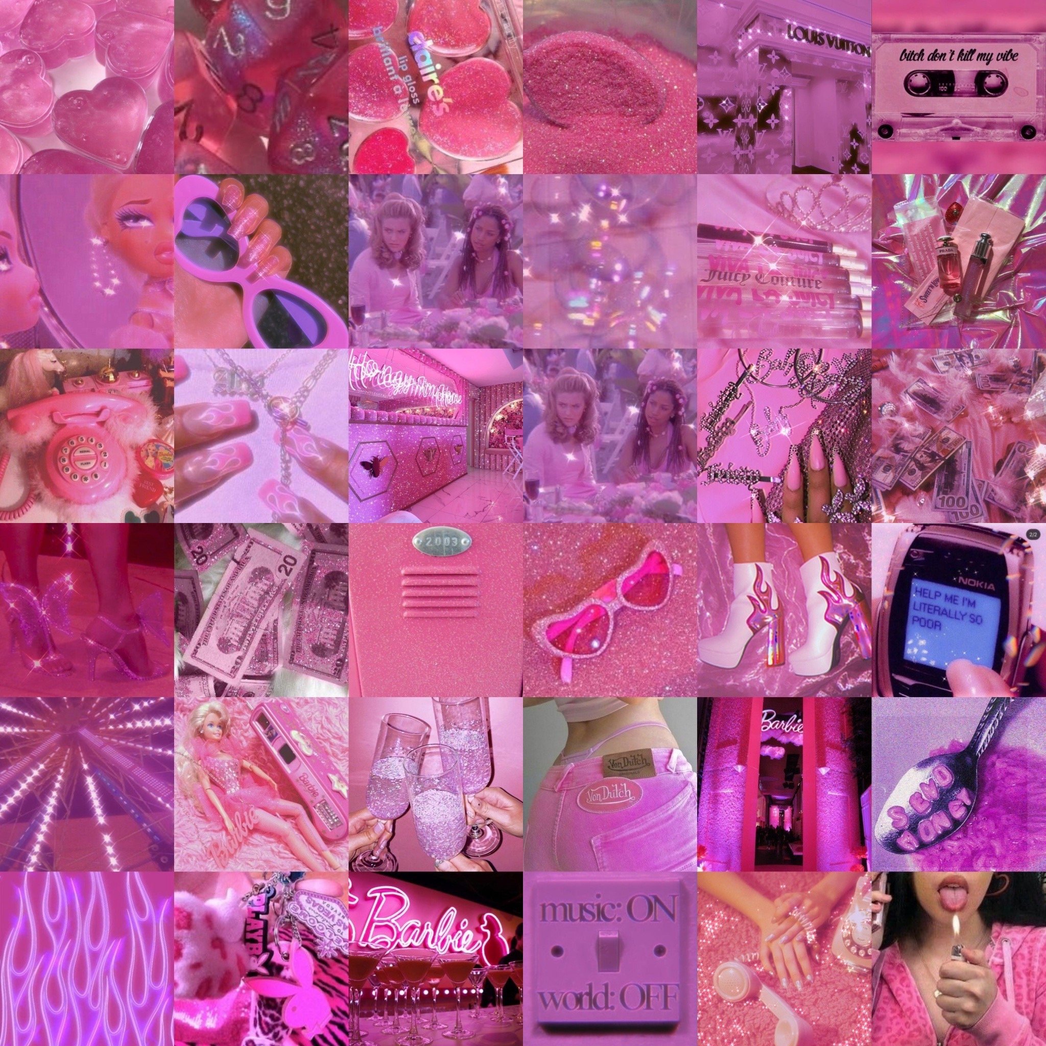 Pink Y2K Photo Wall Collage digital Download