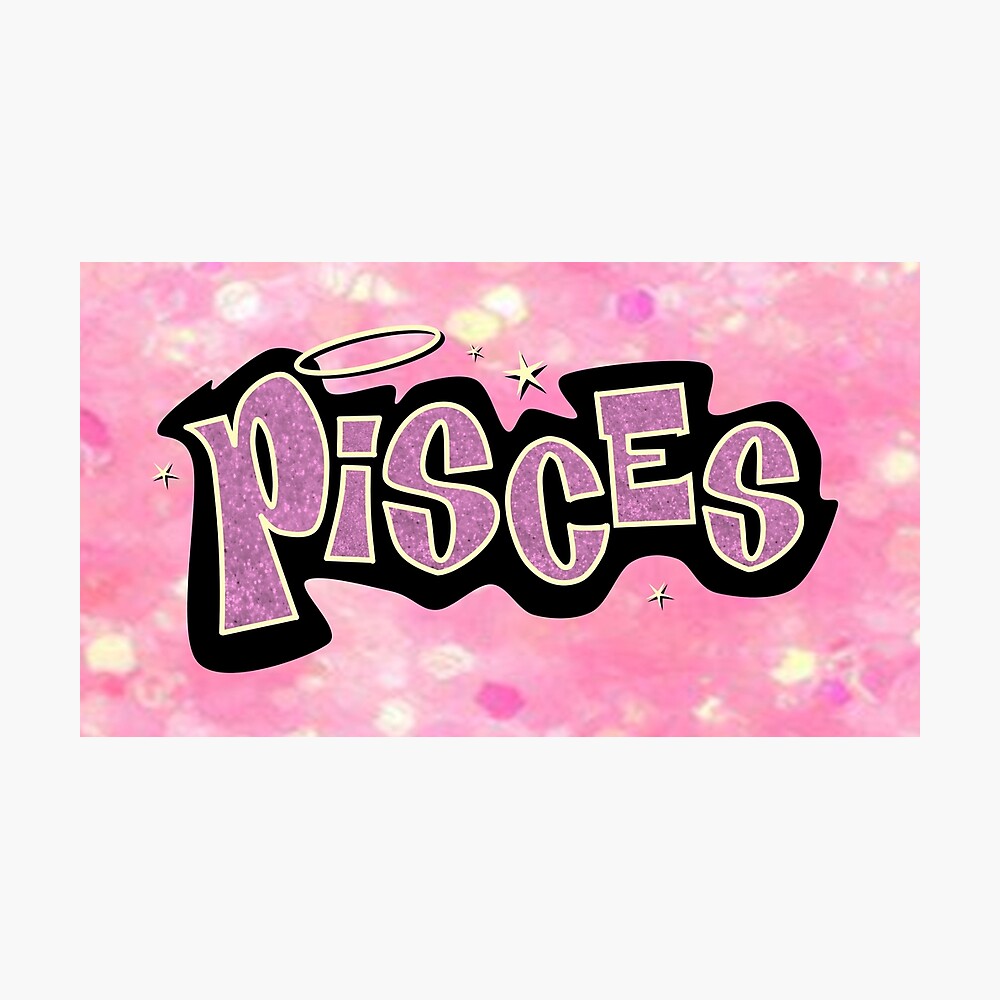 pisces bratz style pink glitter font logo cute y2k aesthetic Poster