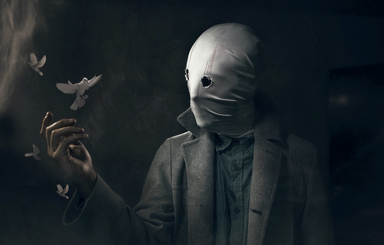 Wallpaper people, mask, pigeons image for desktop, section ситуации