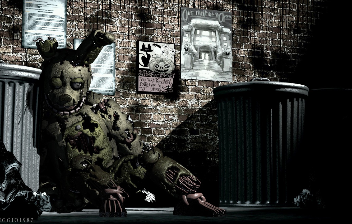 Photo Wallpaper The Game, Doll, Five Nights At Freddy Fazbear Pizzeria Simulator Springtrap